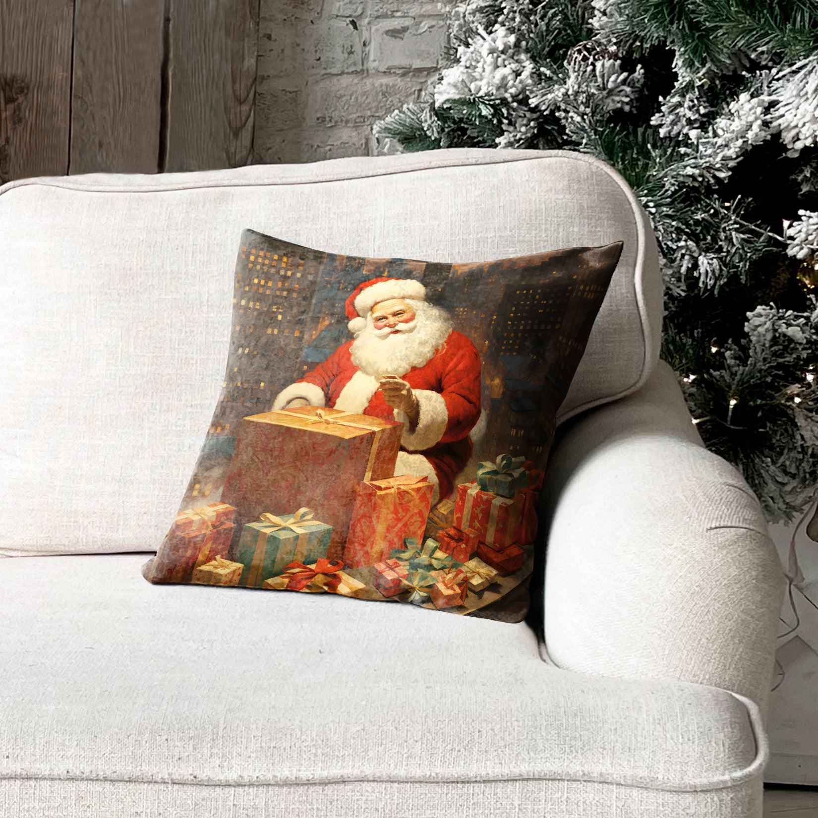 SANTA CLAUS RED DIGITAL PRINTED CUSHION COVER (Pack of 2)