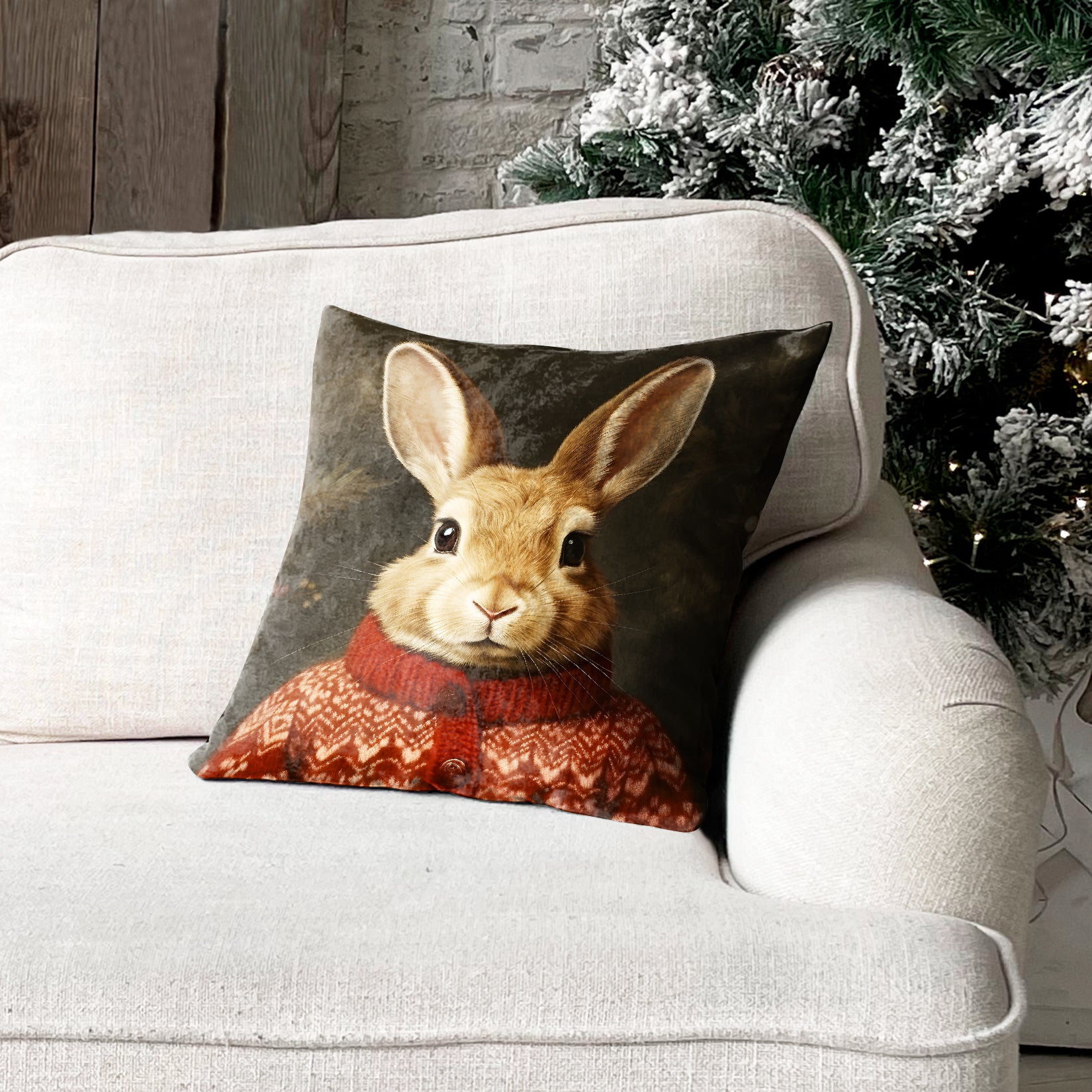 RABBIT RED DIGITAL PRINTED CUSHION COVER (Pack of 2)