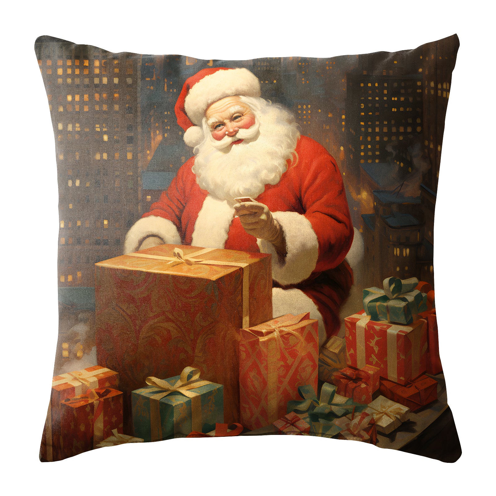 SANTA CLAUS RED DIGITAL PRINTED CUSHION COVER (Pack of 2)