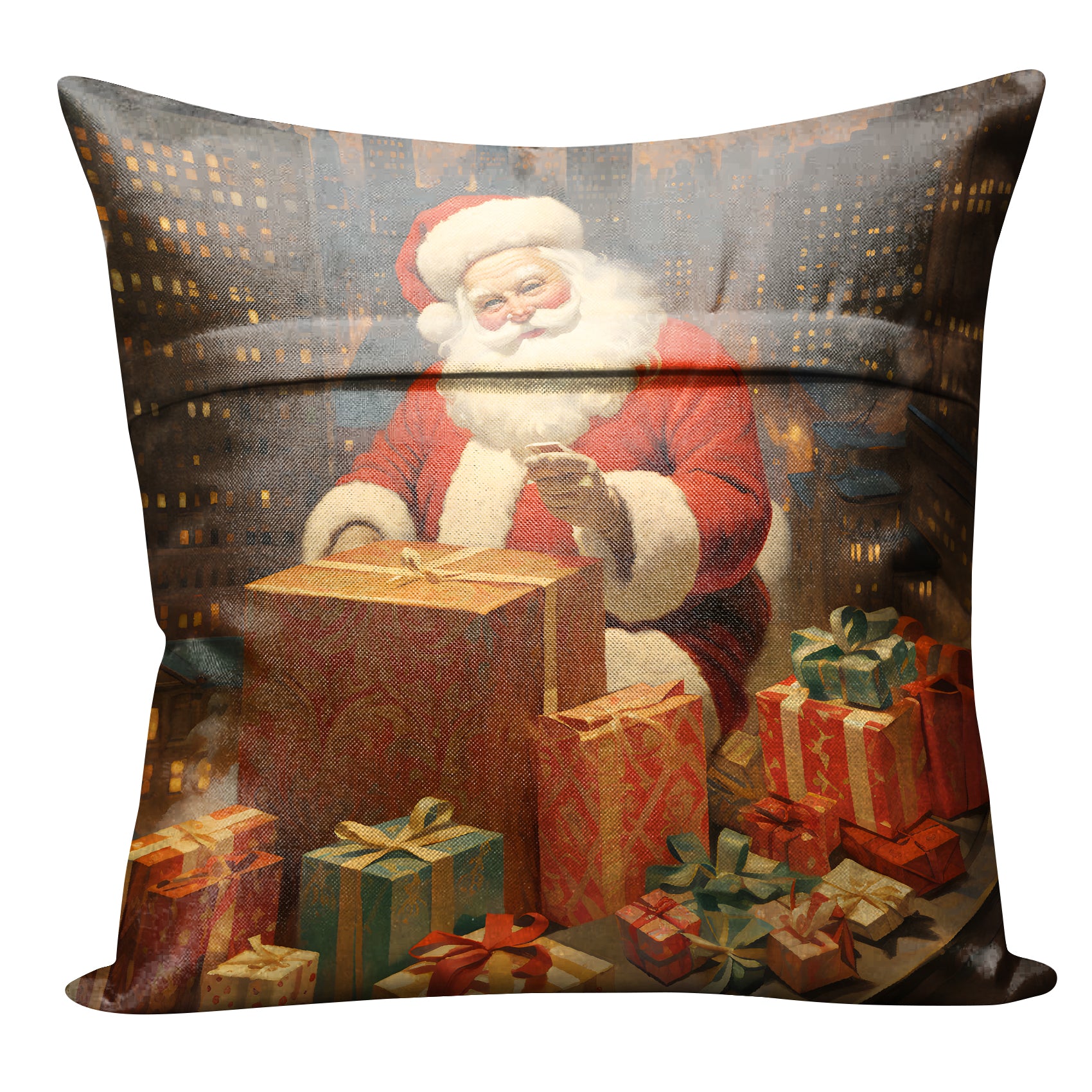 SANTA CLAUS RED DIGITAL PRINTED CUSHION COVER (Pack of 2)