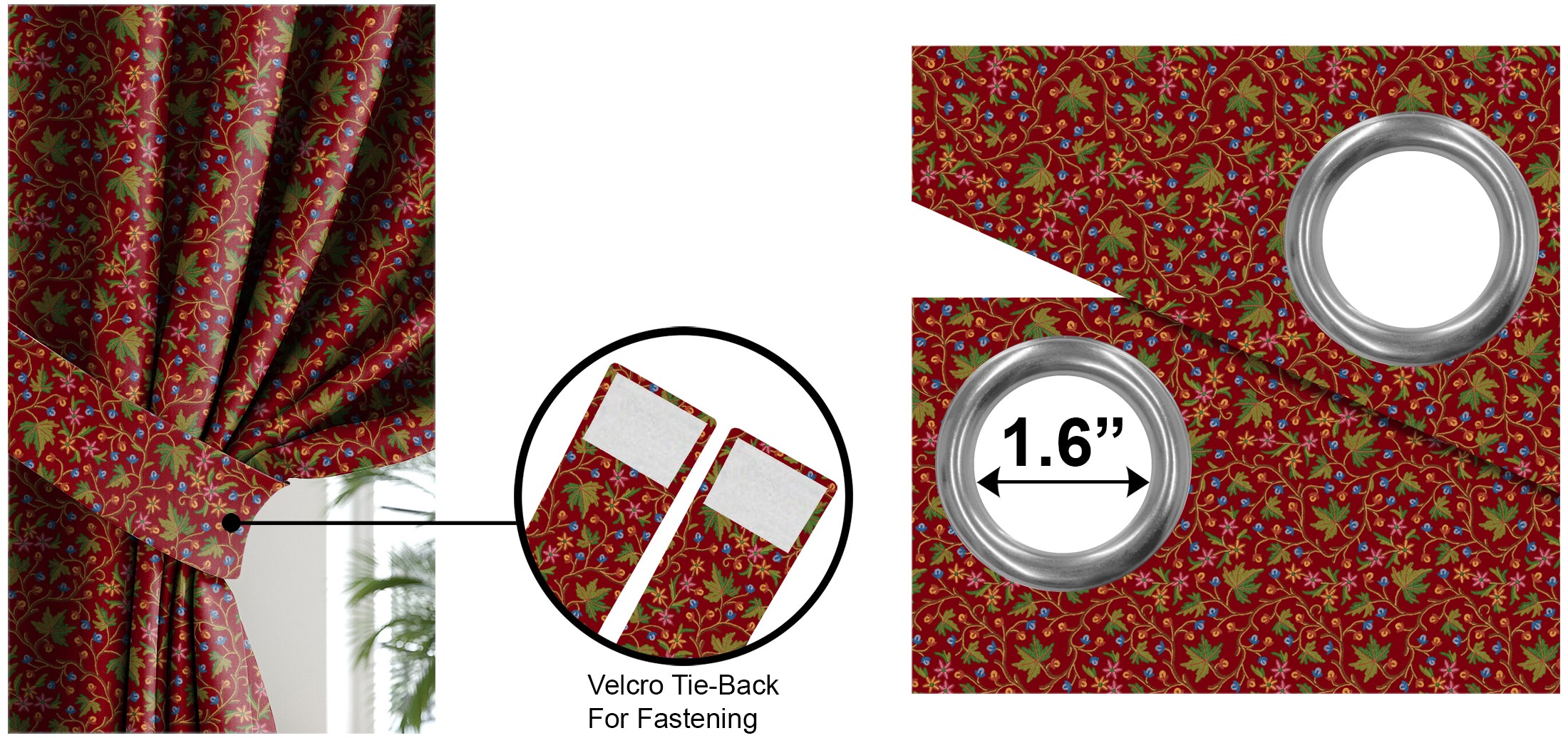 VAROSKI KASHMIRI RED PRINTED DIMOUT/100% BLACKOUT CURTAIN
