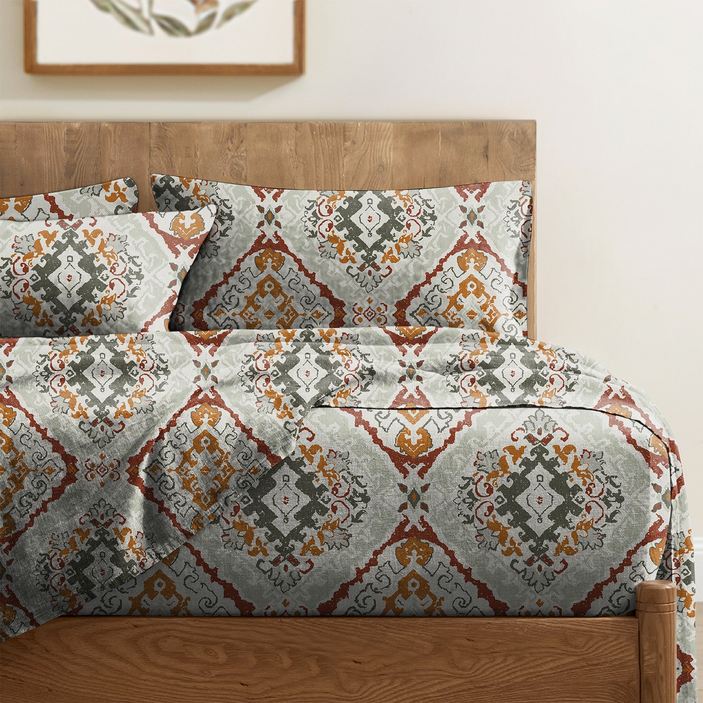 MOROCCO ROUGE BEDSHEET FOR DOUBLE BED WITH 2 PILLOWCOVERS SIZE (104" X 90")