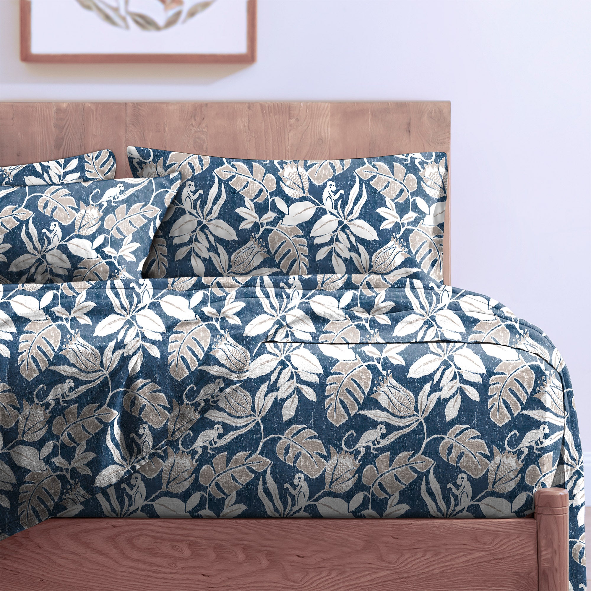 SAVANNA ROYALBLUE BEDCOVER FOR DOUBLE BED WITH 2 PILLOWCOVERS KING SIZE (104" X 90")