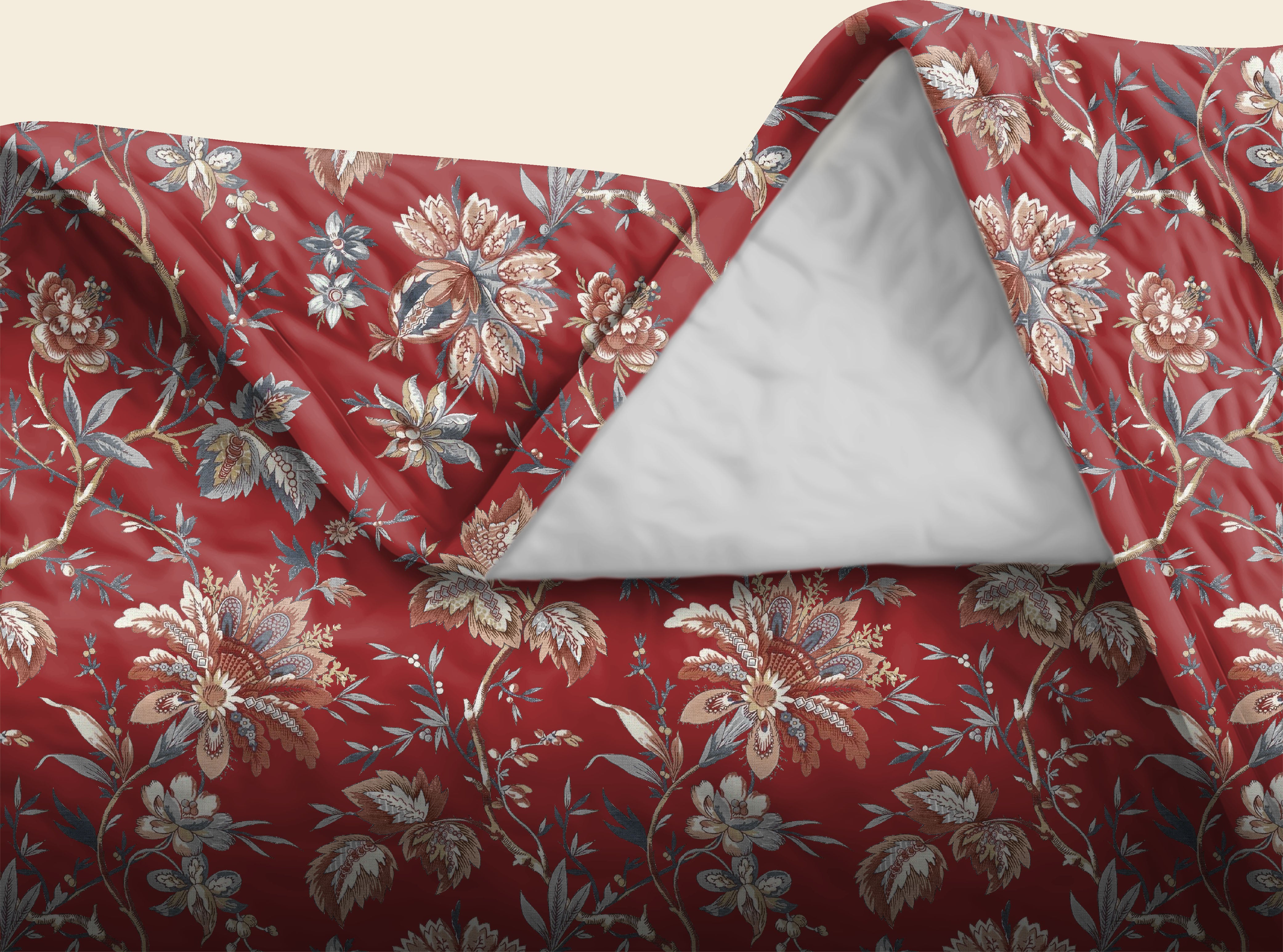 Andaman Red Bedsheet for Double Bed with 2 PillowCovers King Size (104" X 90")