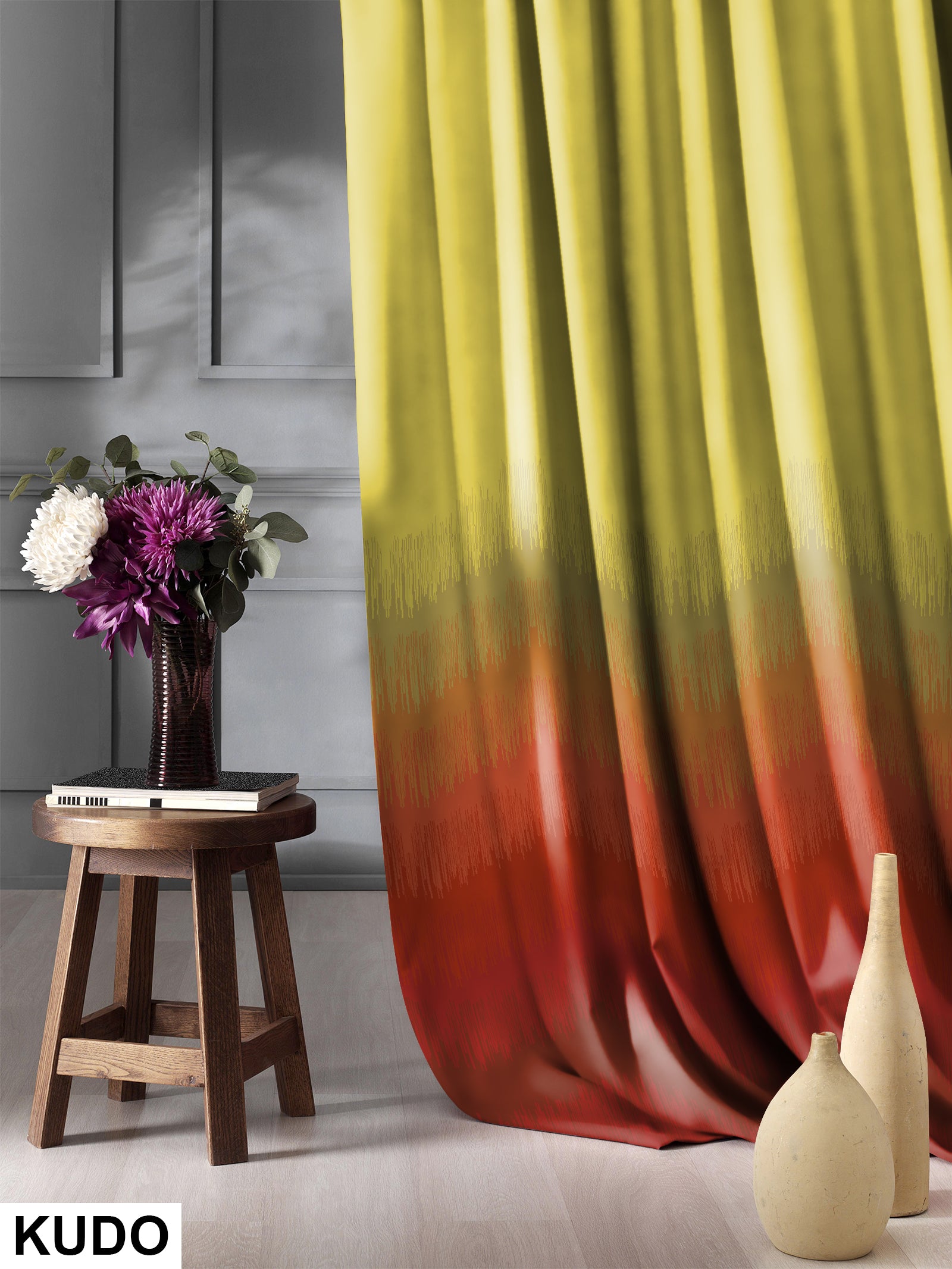 KUDO RED PRINTED BLACKOUT CURTAIN