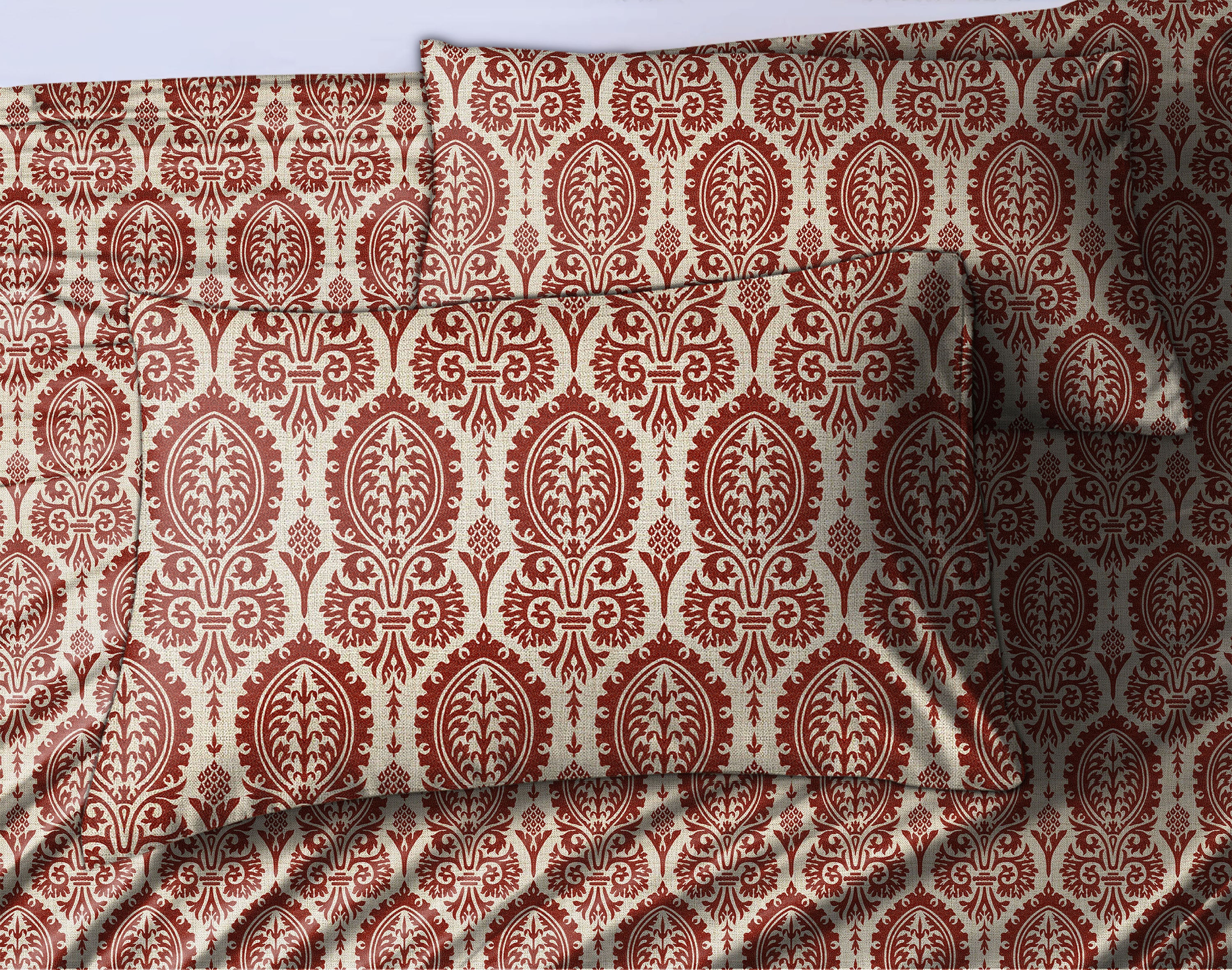 Manchester Red Berry Bedcover for Double Bed with 2 Pillow Covers King Size (104" X 90")