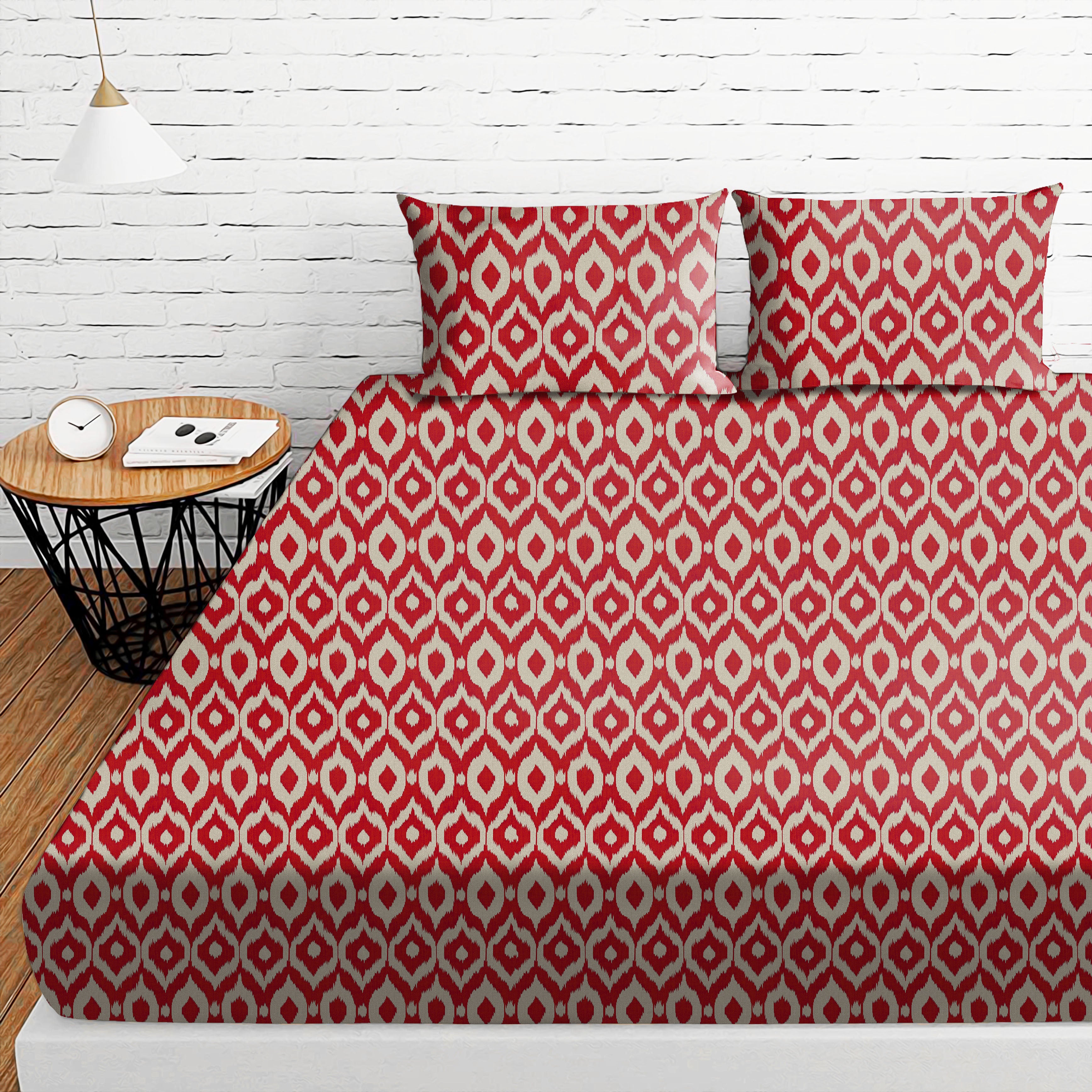 Bedcover Bistre Red for Double Bed with 2 Pillow Covers King Size (104" X 90")