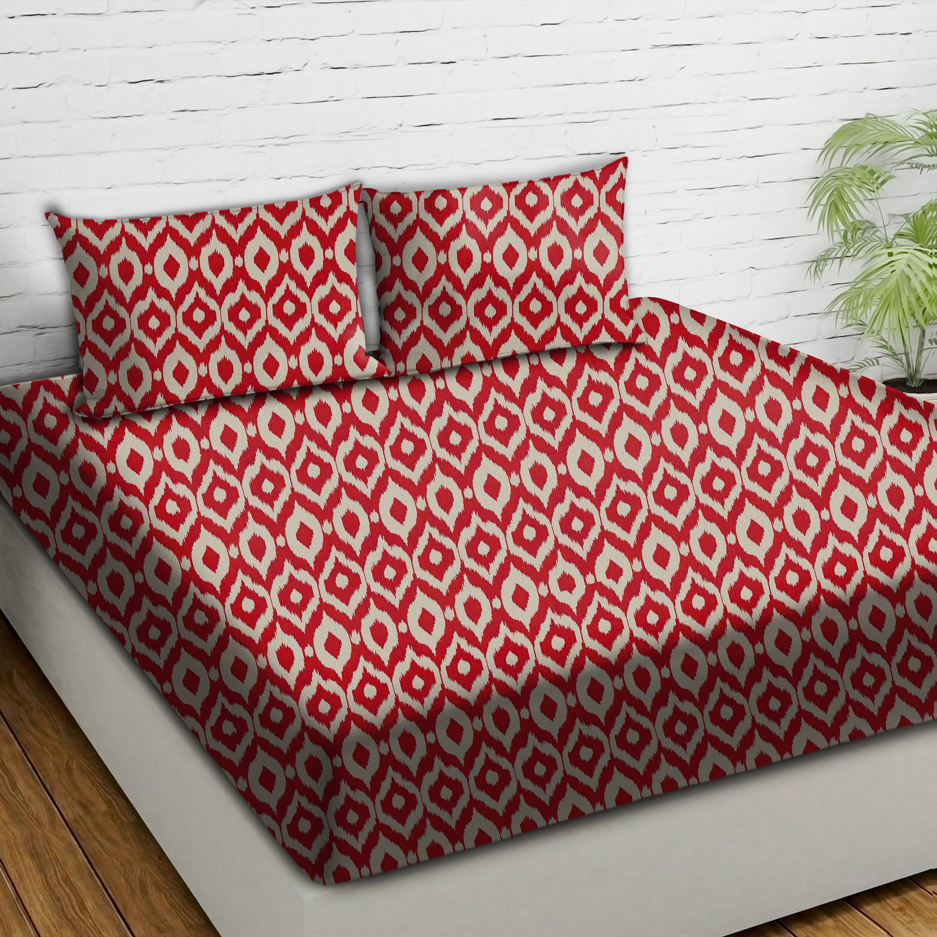 Bedcover Bistre Red for Double Bed with 2 Pillow Covers King Size (104" X 90")
