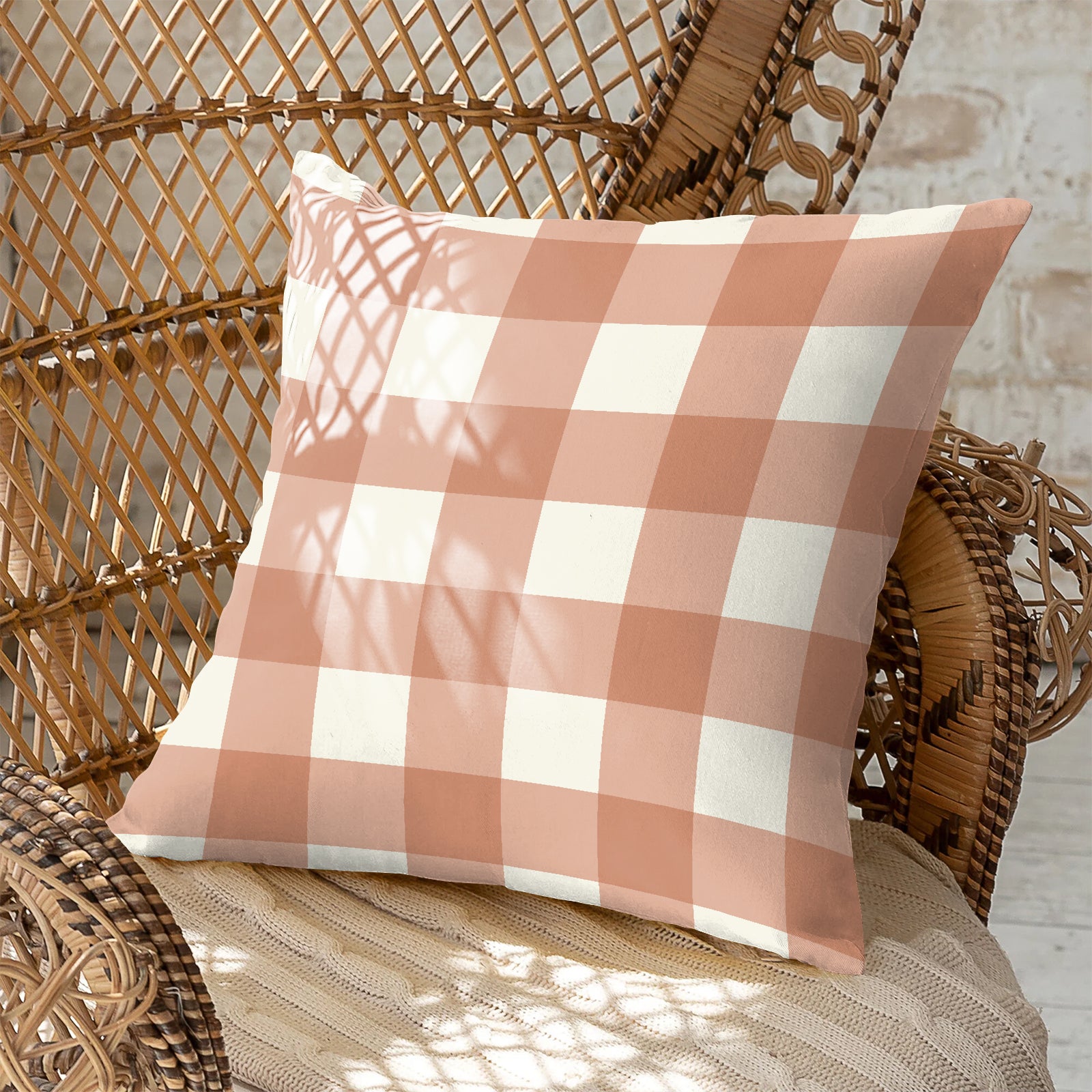 SPRING GALLERY BIG CHECK REDDISH ORANGE DIGITAL PRINTED CUSHION COVER (Pack of 2)