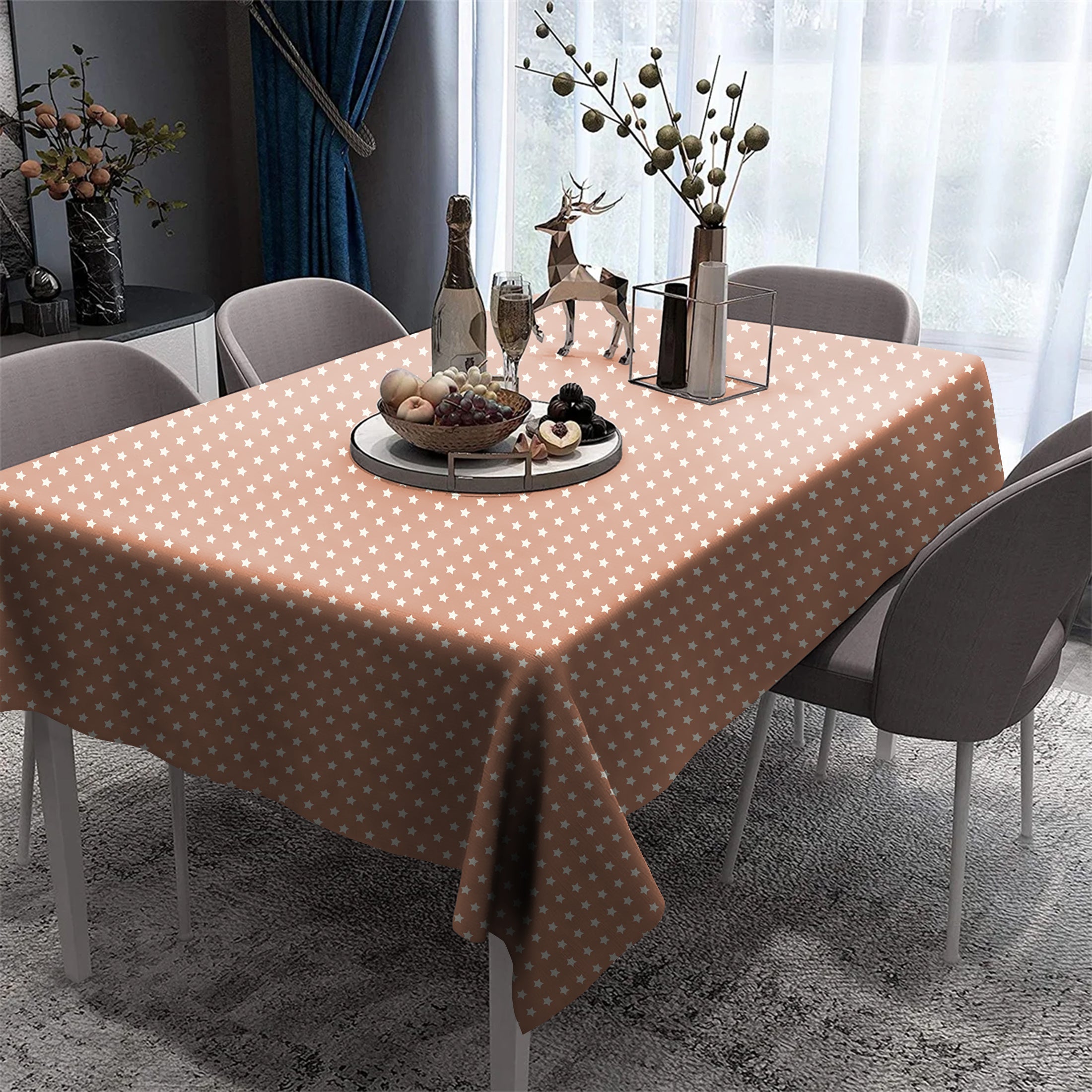SPRING GALLERY STAR Reddish Orange 6 Seater Table Cloth