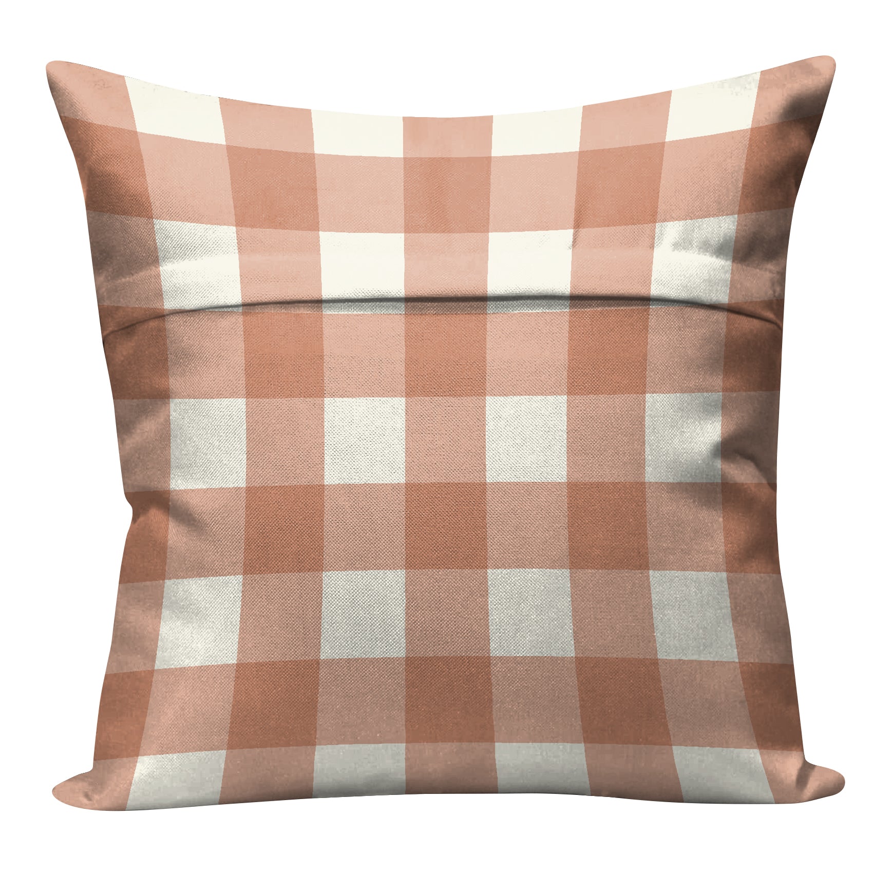 SPRING GALLERY BIG CHECK REDDISH ORANGE DIGITAL PRINTED CUSHION COVER (Pack of 2)
