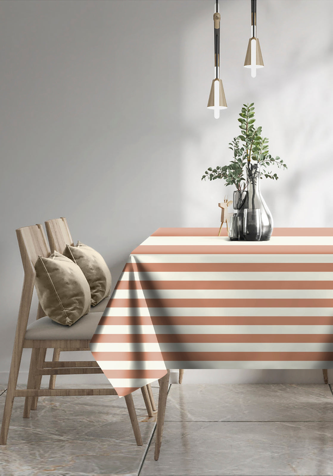 SPRING GALLERY BIG STRIPE Reddish Orange Table Cloth