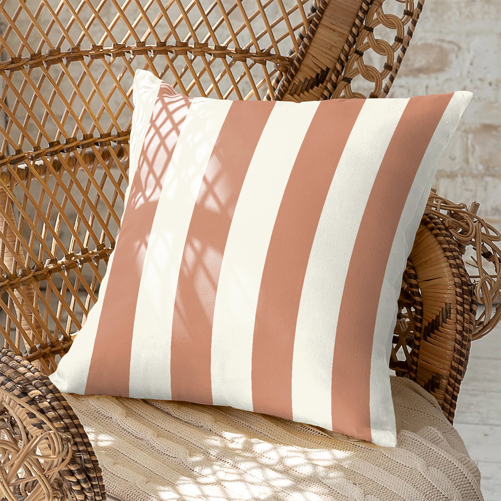 SPRING GALLERY BIG STRIPE REDDISH ORANGE DIGITAL PRINTED CUSHION COVER (Pack of 2)