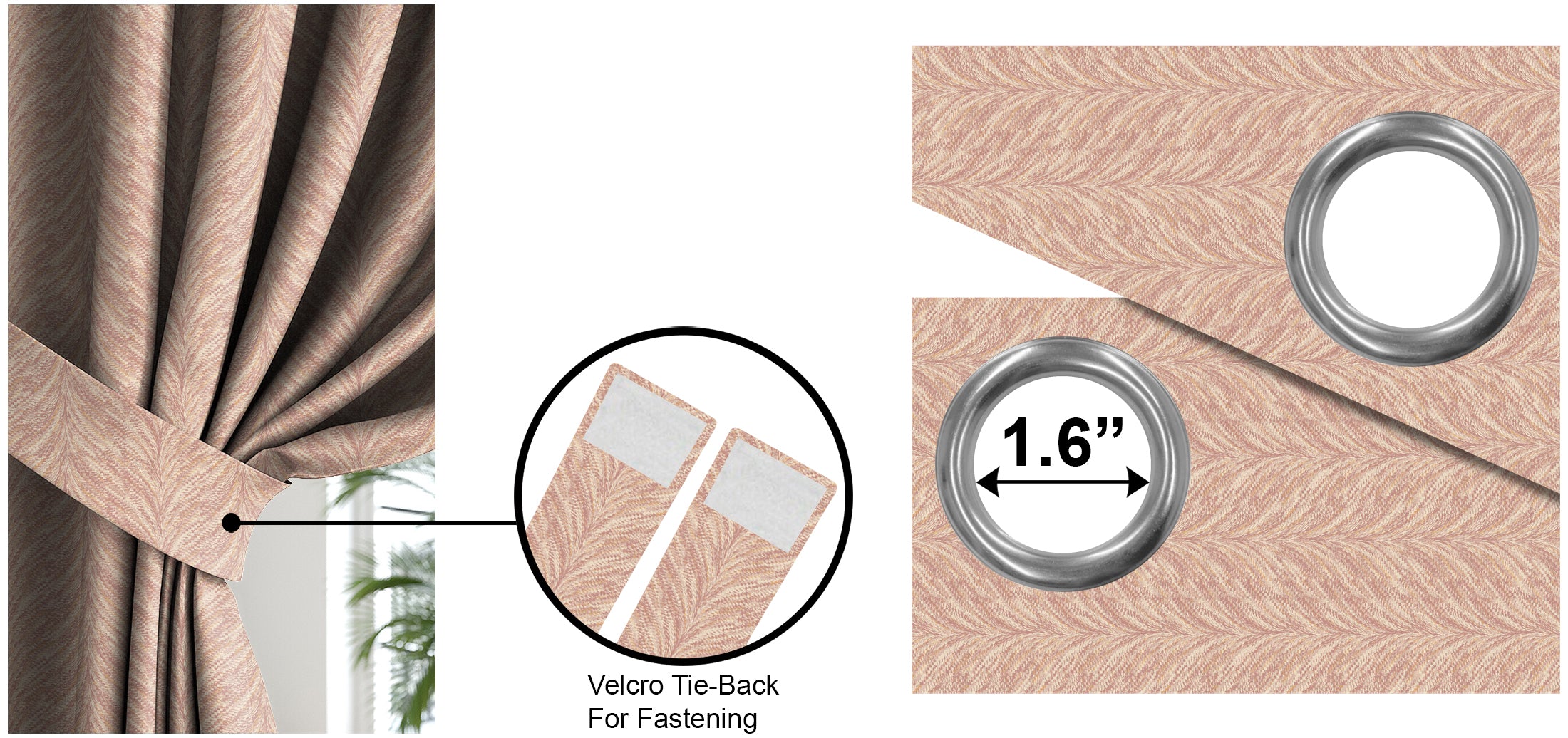 Luxor Rose Printed Blackout Curtains
