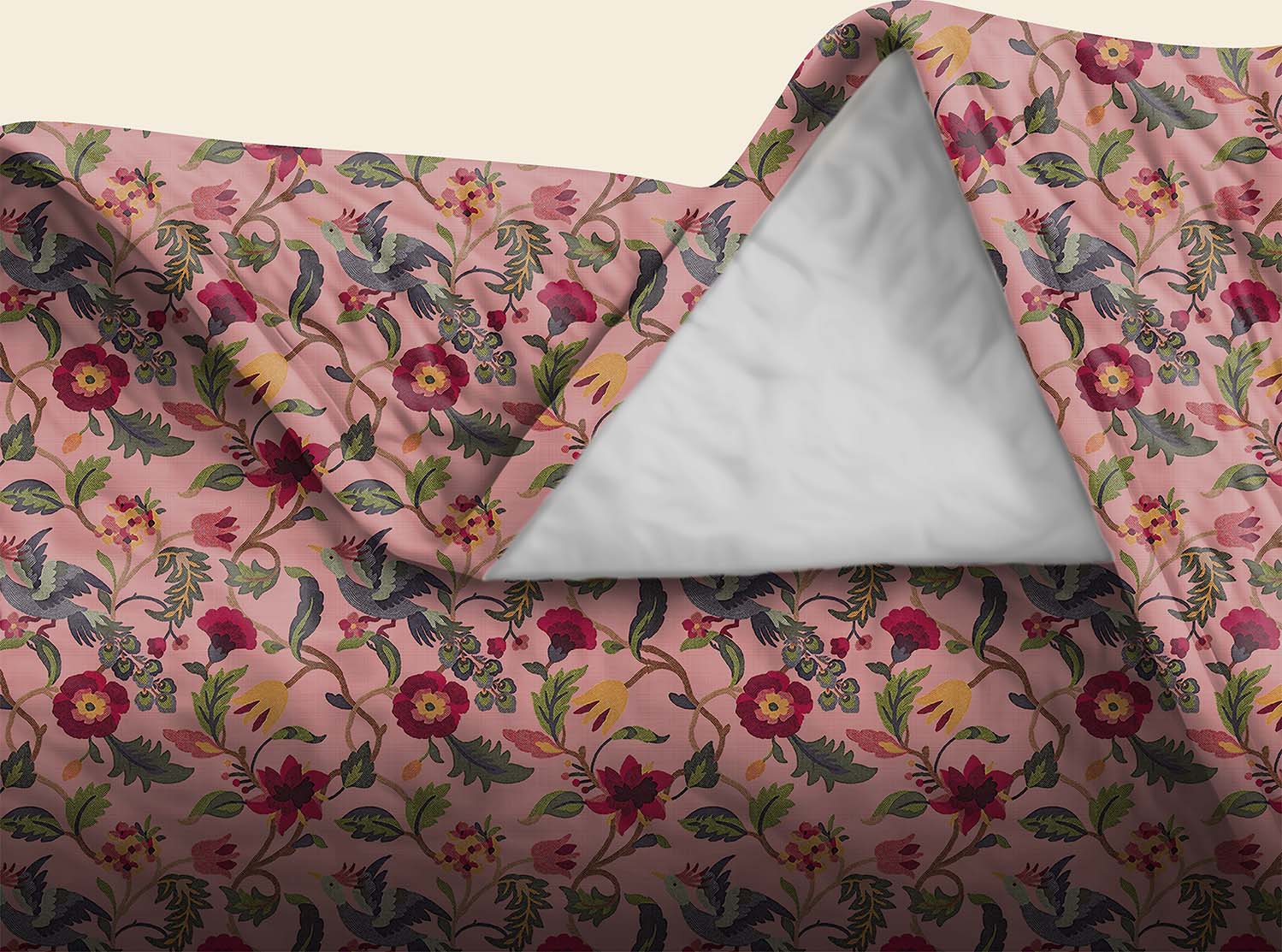 Cabal Rose Bedsheet for Double Bed with 2 PillowCovers King Size (104" X 90")