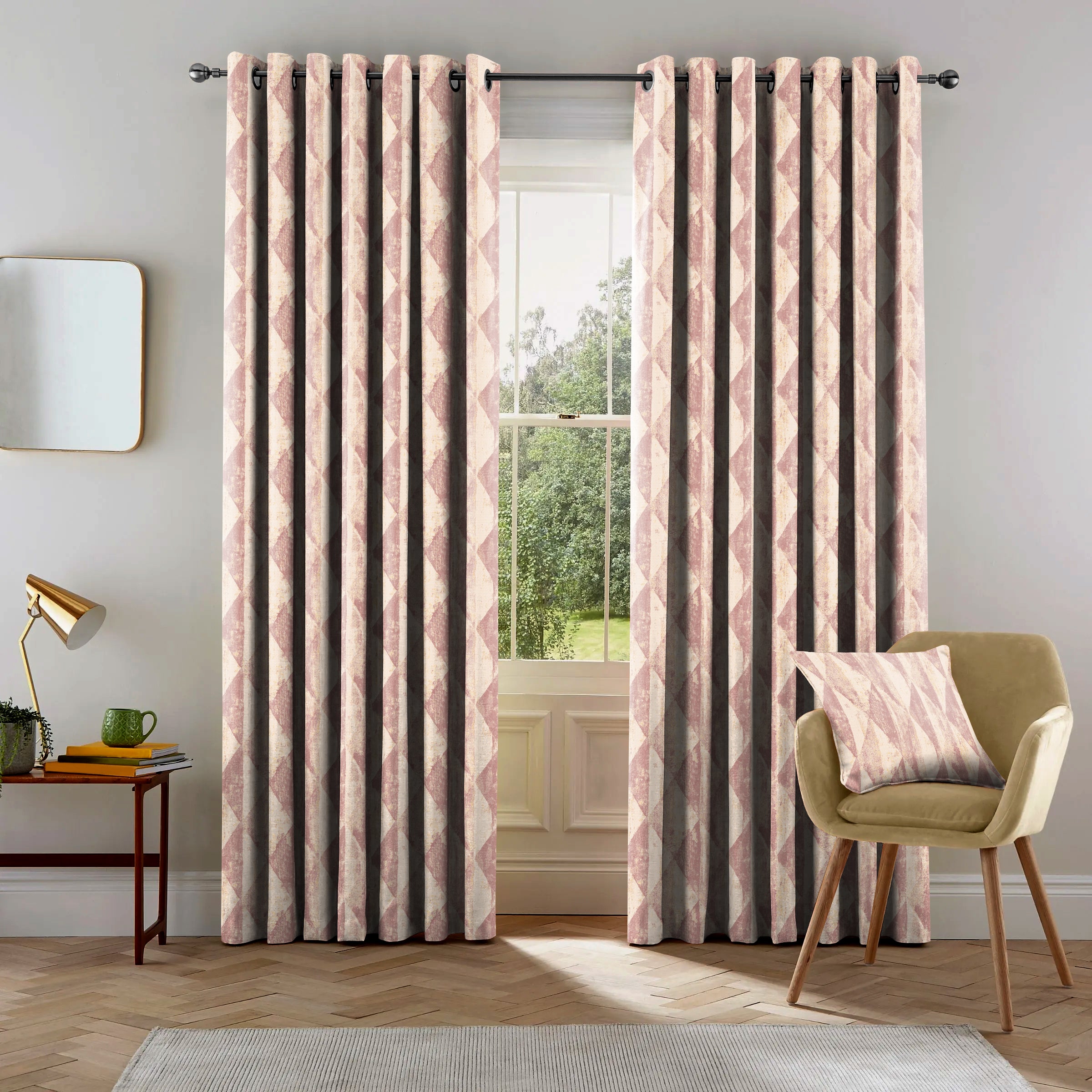 Mystique Rose Gold Printed Blackout Curtains