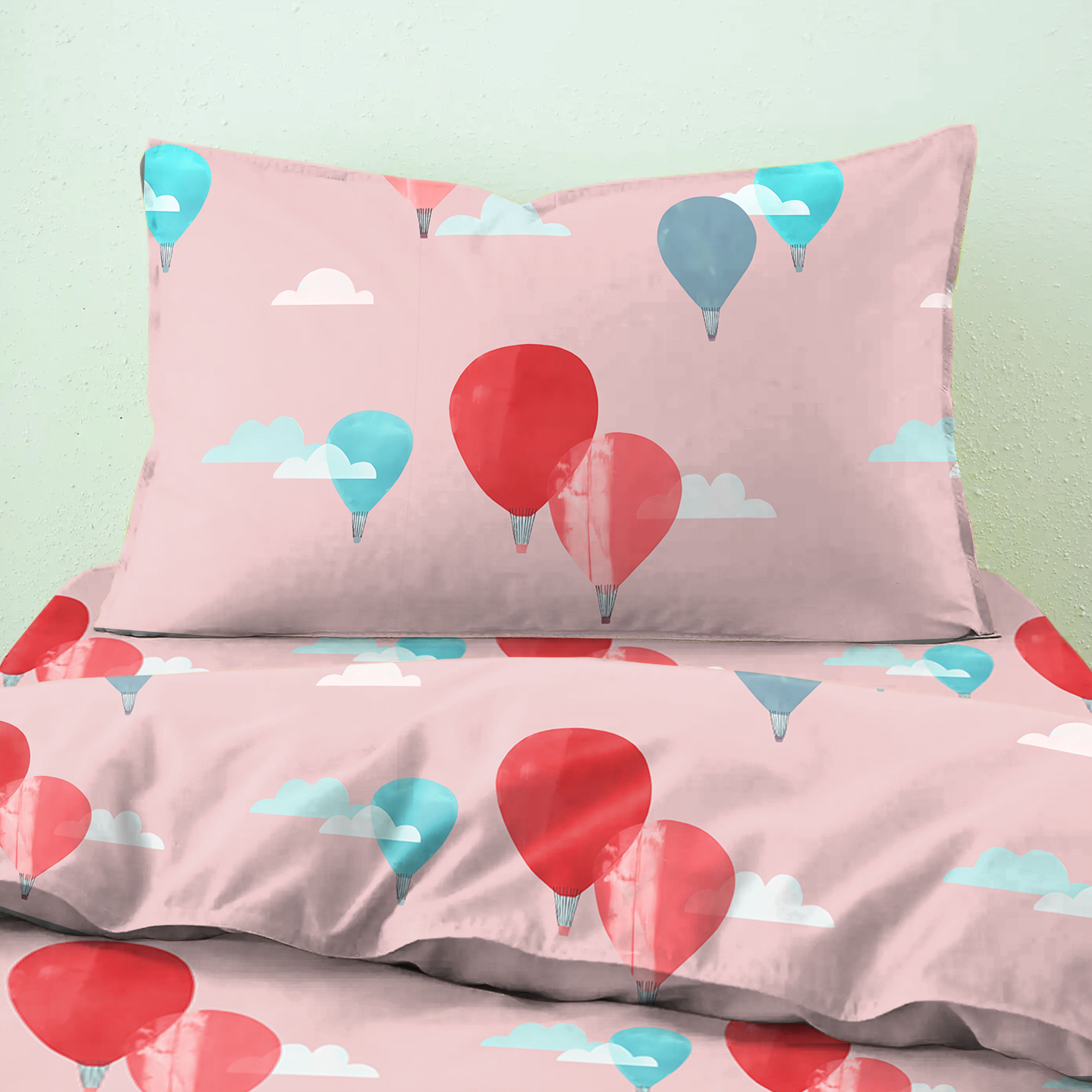 Bedcover Ballon Rose Gold for Single Bed with Pillow Covers King Size (60" X 90")