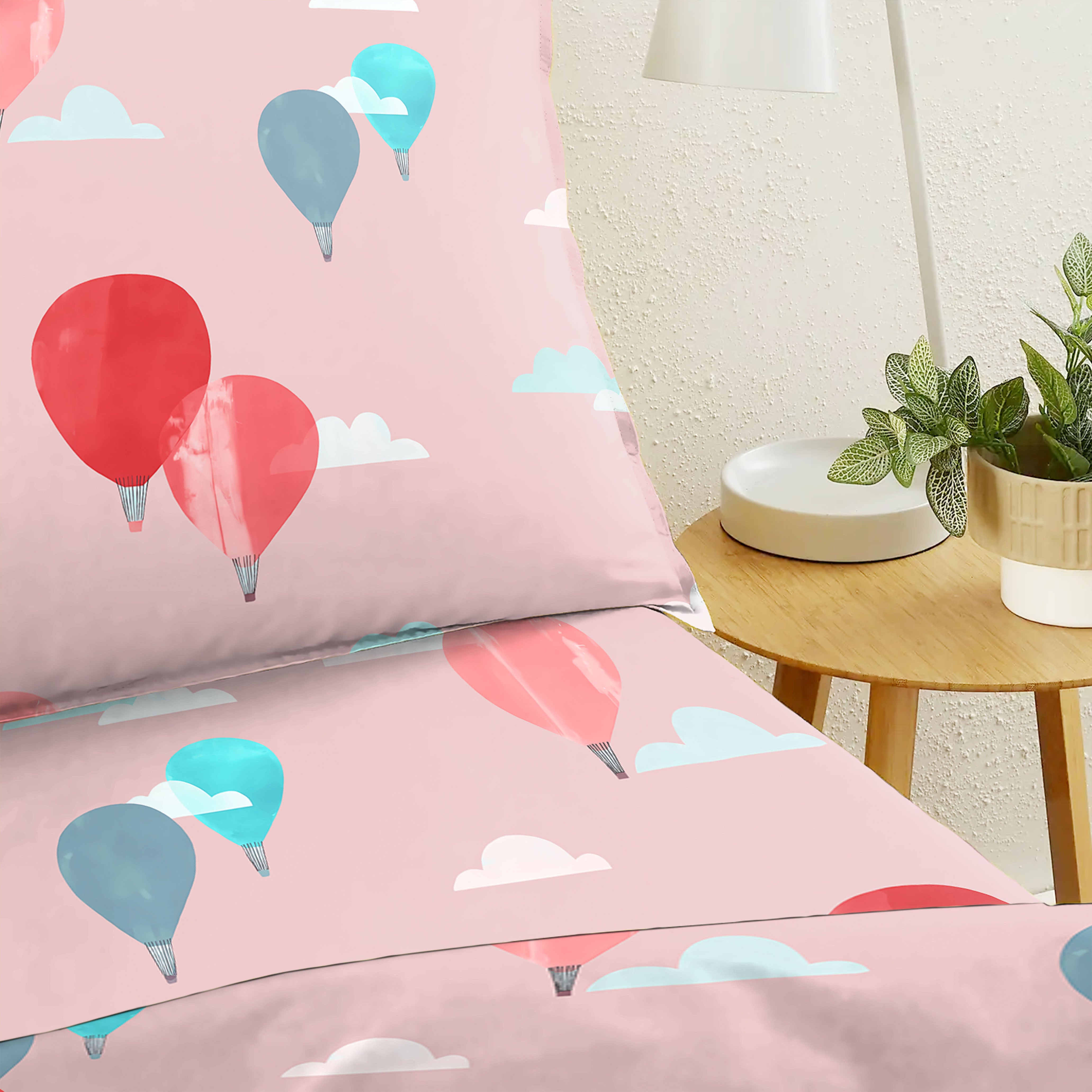 Bedcover Ballon Rose Gold for Single Bed with Pillow Covers King Size (60" X 90")