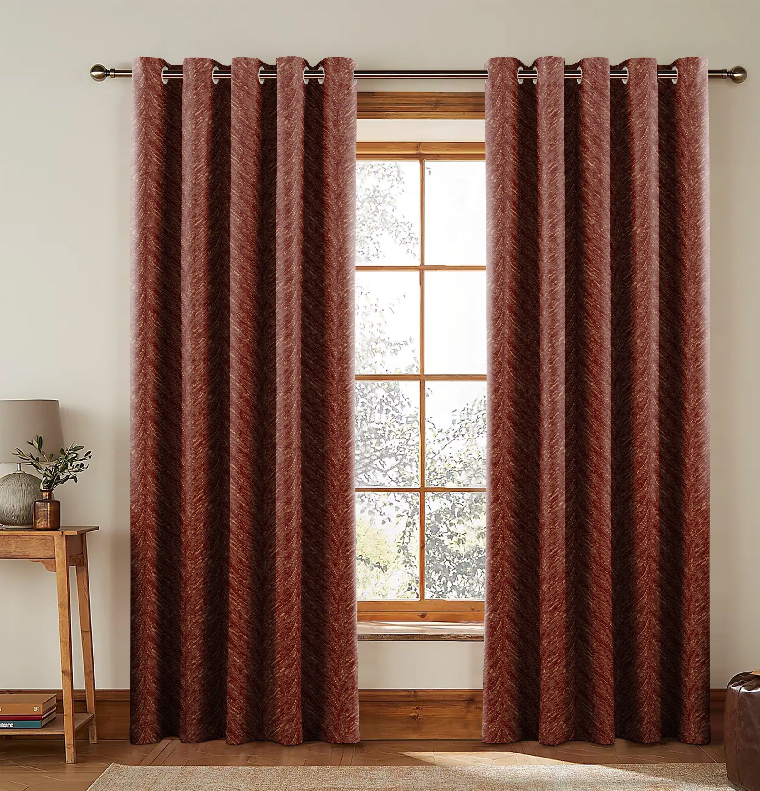 Luxor Rosso Printed Blackout Curtains