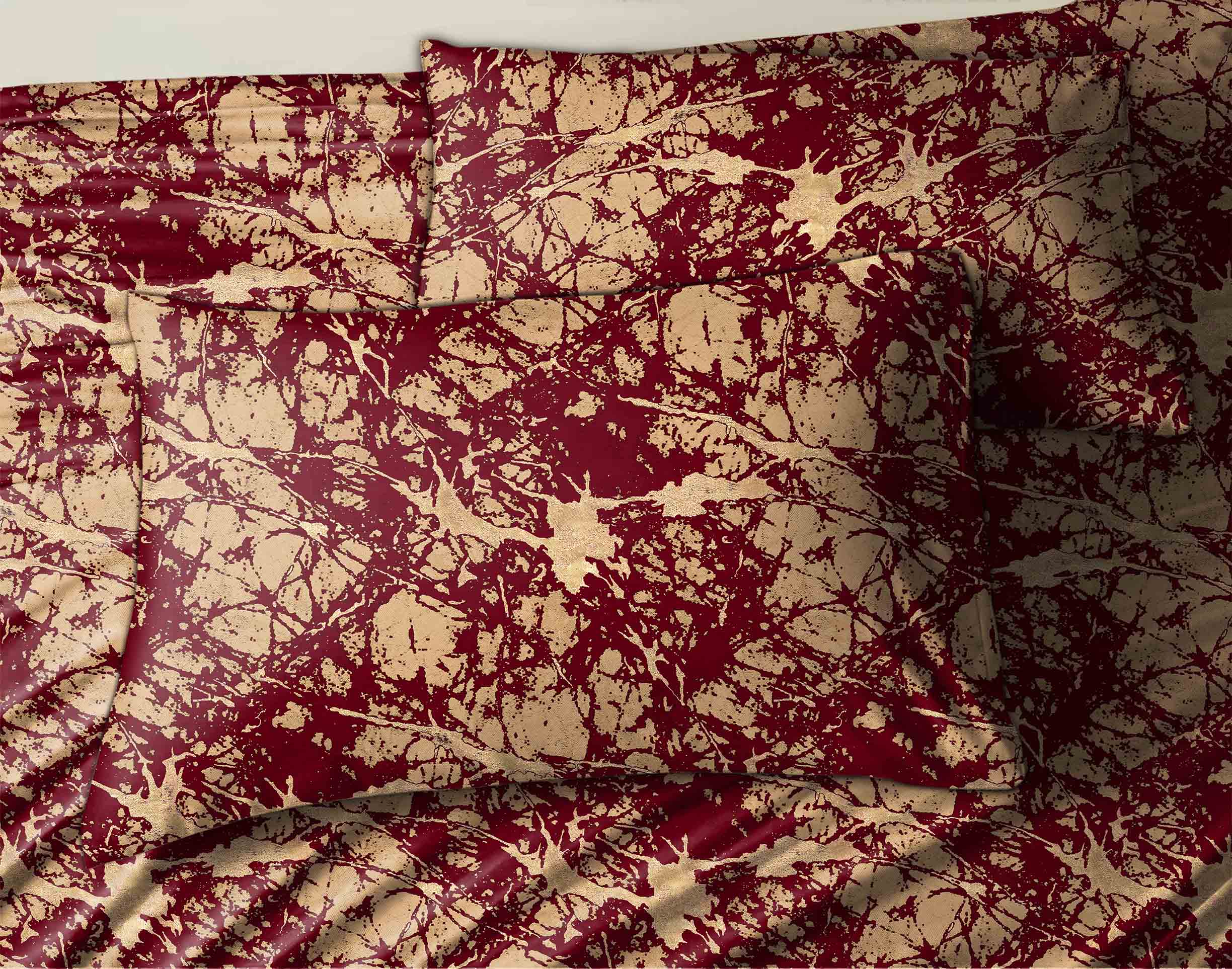 LAVA ROSSO BEDSHEET FOR DOUBLE BED WITH 2 PILLOWCOVERS KING SIZE (104" X 90")