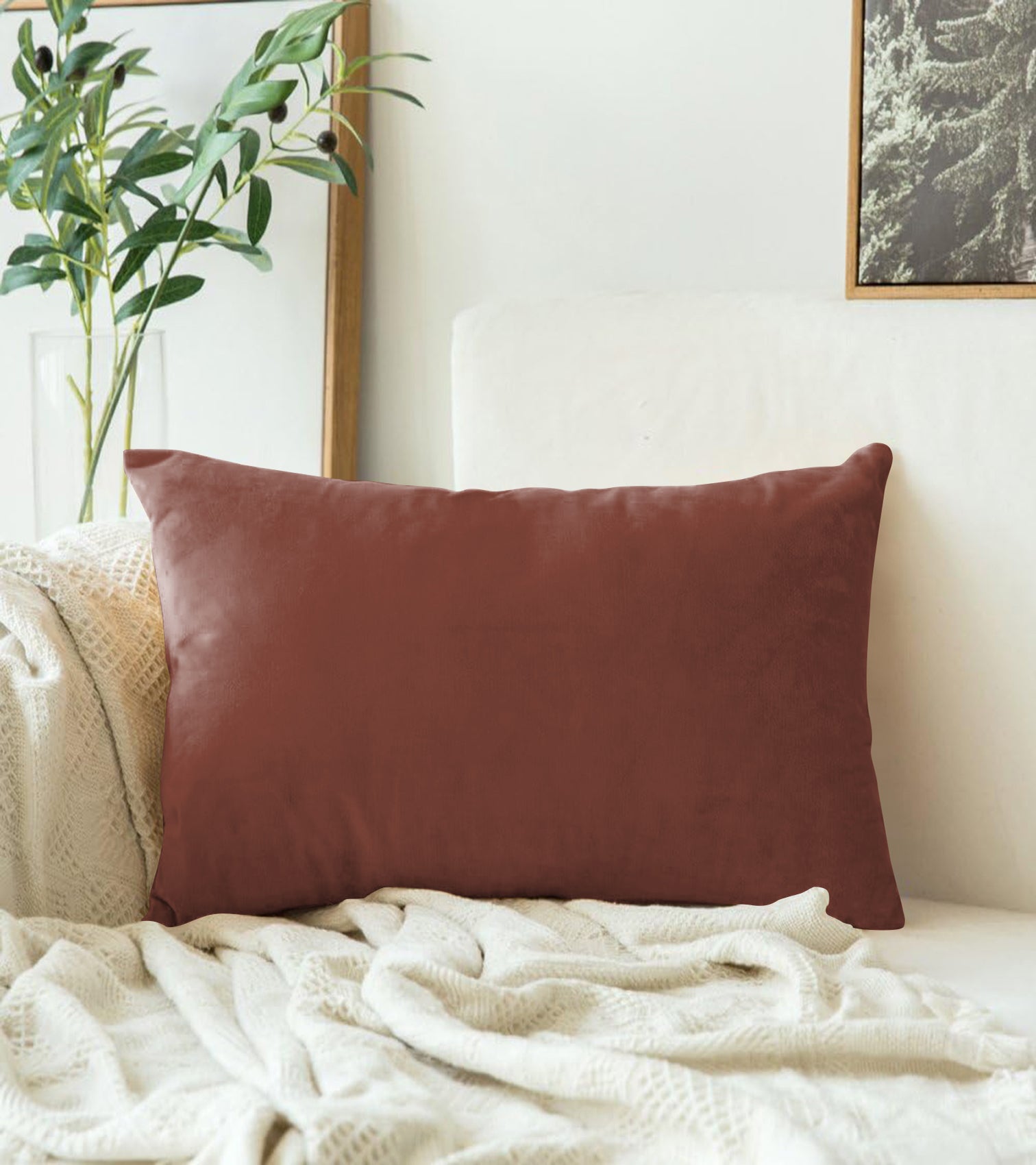 CASABLEU VELVET RECTANGULAR CUSHION COVER THROW PILLOW COVER FOR LIVING ROOM COUCH SINGLE SOFA, COLOURFUL MODERN 12 X 18 INCHES / 30 X 45 CM (COLOUR - SAFFRON) (Pack of 2)