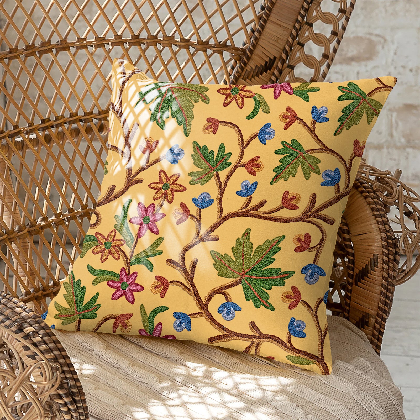 VAROSKI KASHMIRI SAFFRON MANGO DIGITAL PRINTED CUSHION COVER (Pack of 2)