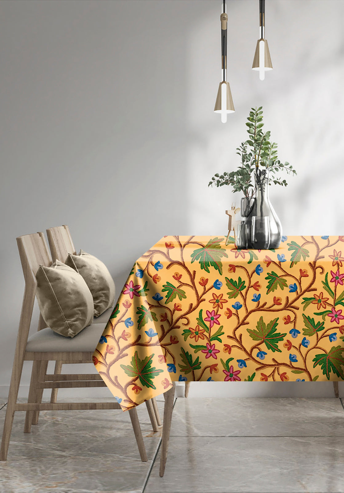 VAROSKI KASHMIRI SAFFRON MANGO 6 SEATER TABLE CLOTH