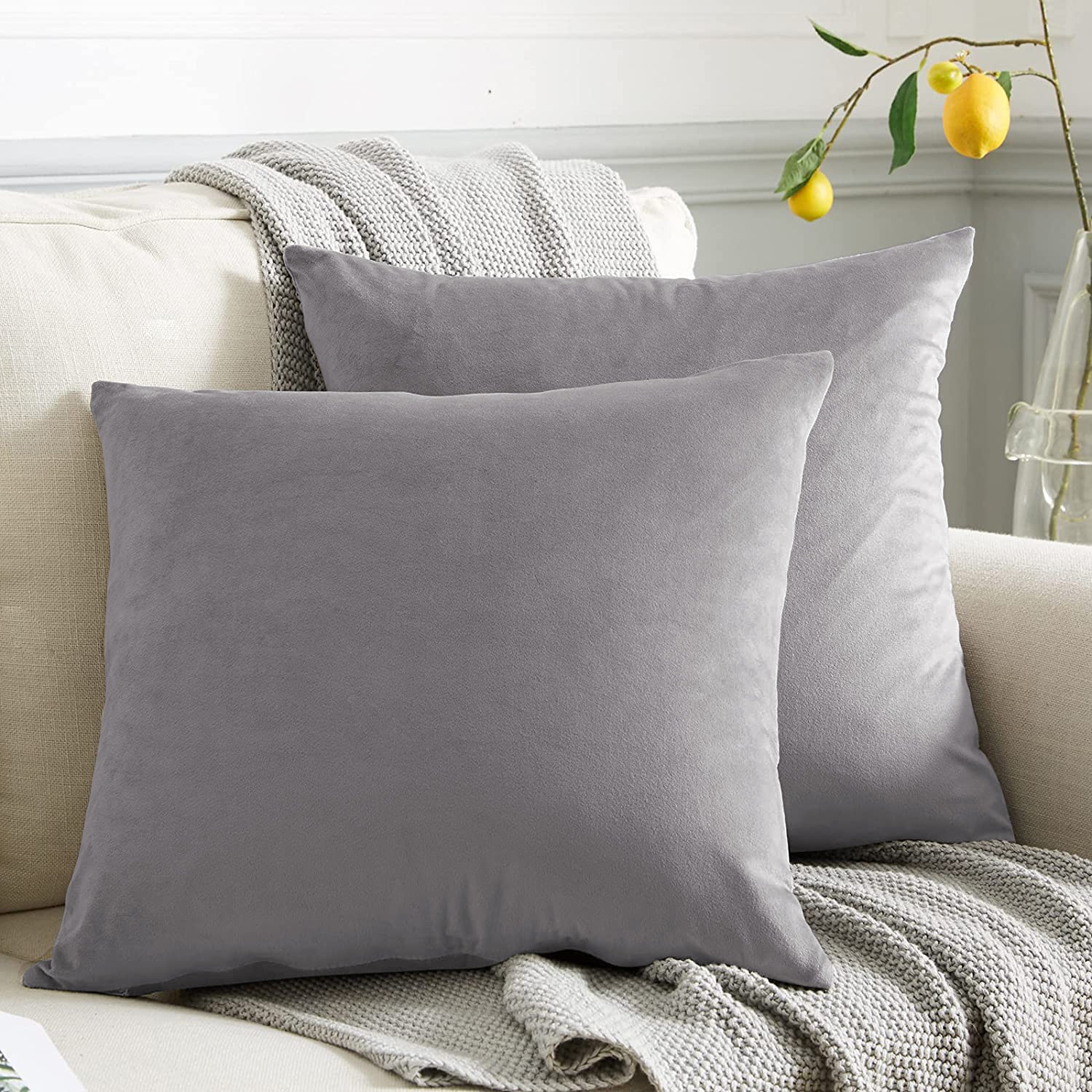 RAINBOW VELVET SILVER-17 CUSHION COVER (Pack of 2)
