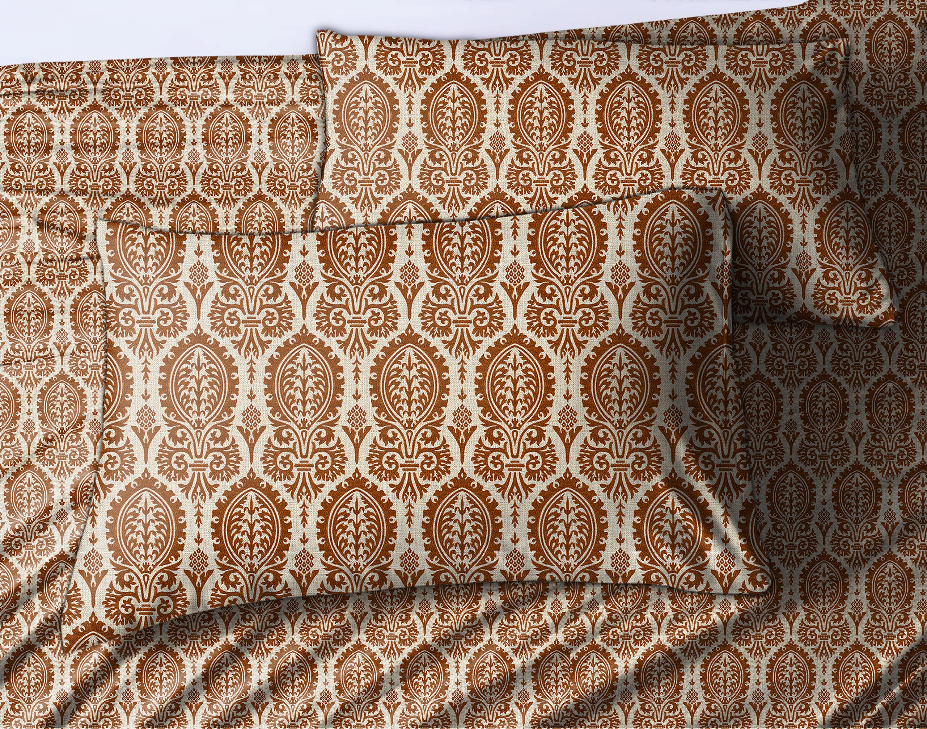 Manchester Saddle Brown Bedcover for Double Bed with 2 Pillow Covers King Size (104" X 90")