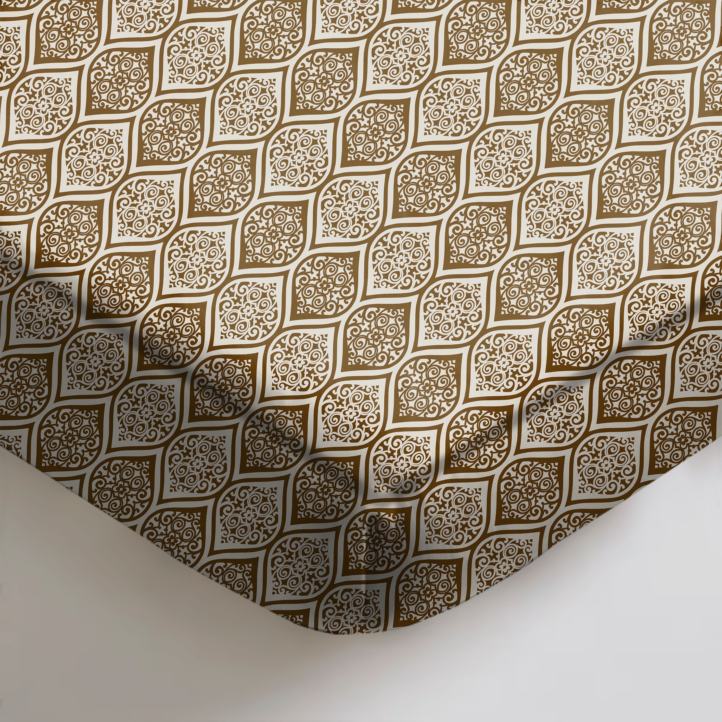 Manhattan Saddle Brown Bedcover for Double Bed with 2 Pillow Covers King Size (104" X 90")