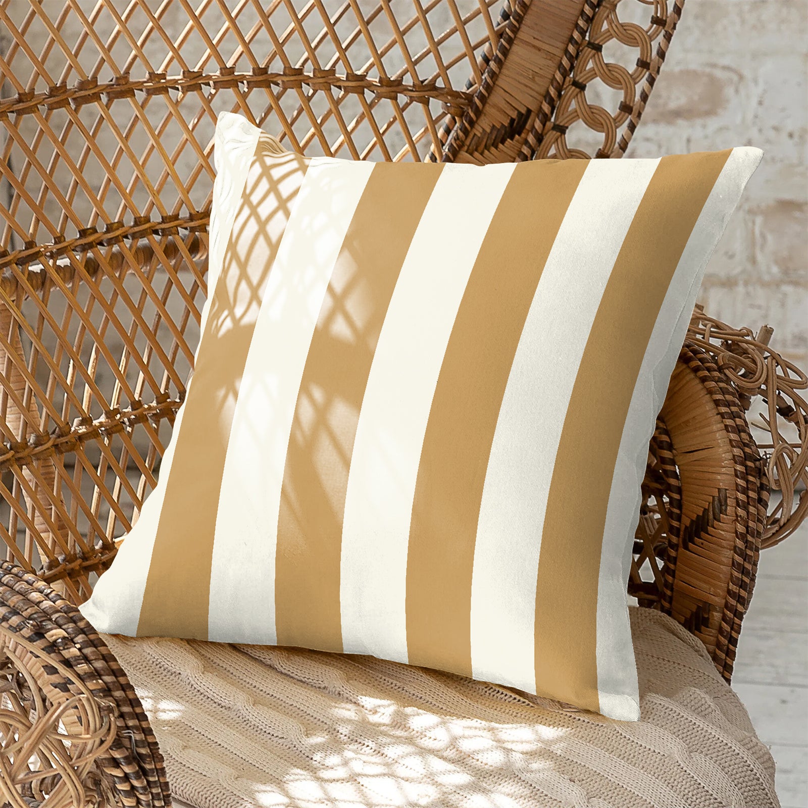 SPRING GALLERY BIG STRIPE SAND BROWN DIGITAL PRINTED CUSHION COVER (Pack of 2)