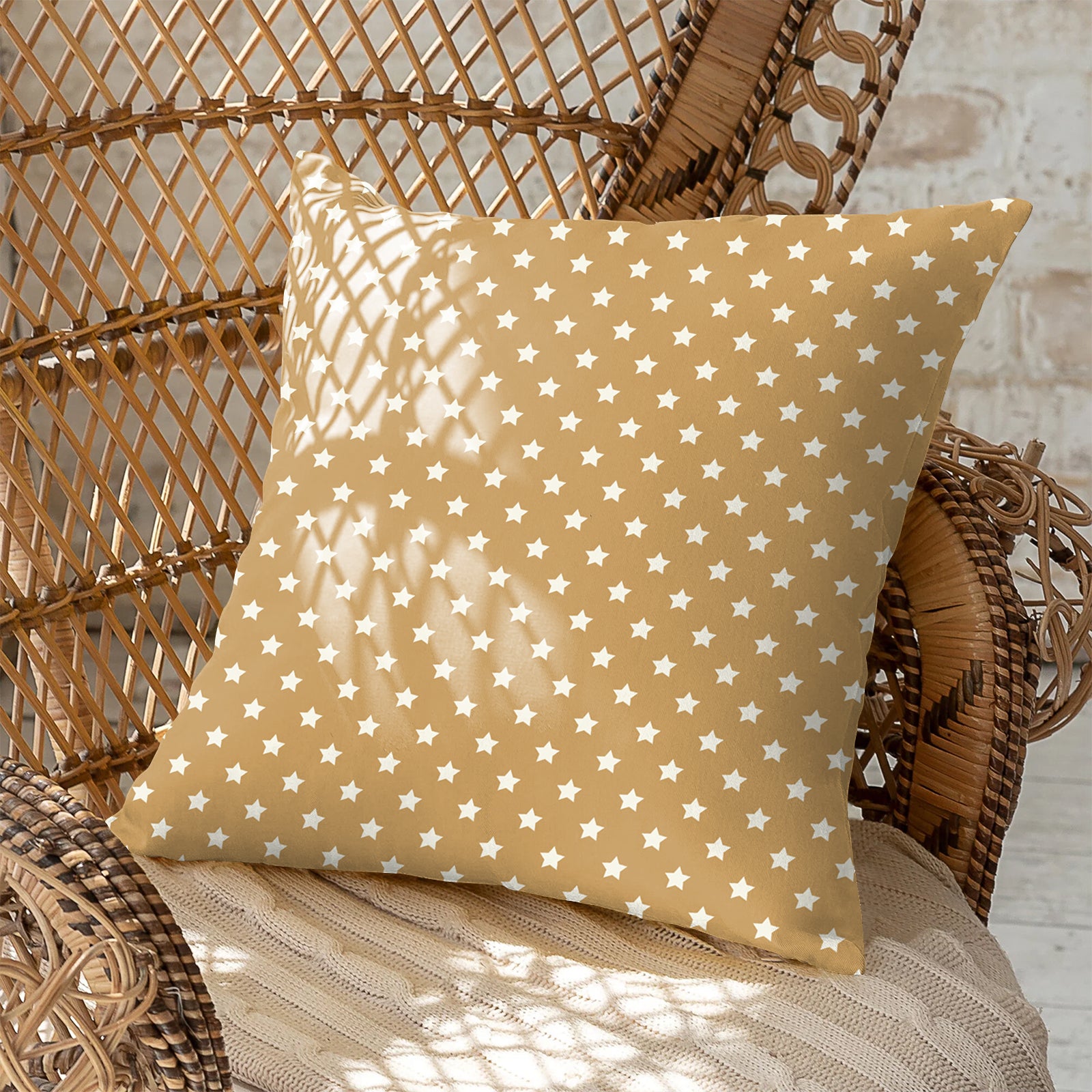 SPRING GALLERY STAR SAND BROWN DIGITAL PRINTED CUSHION COVER (Pack of 2)