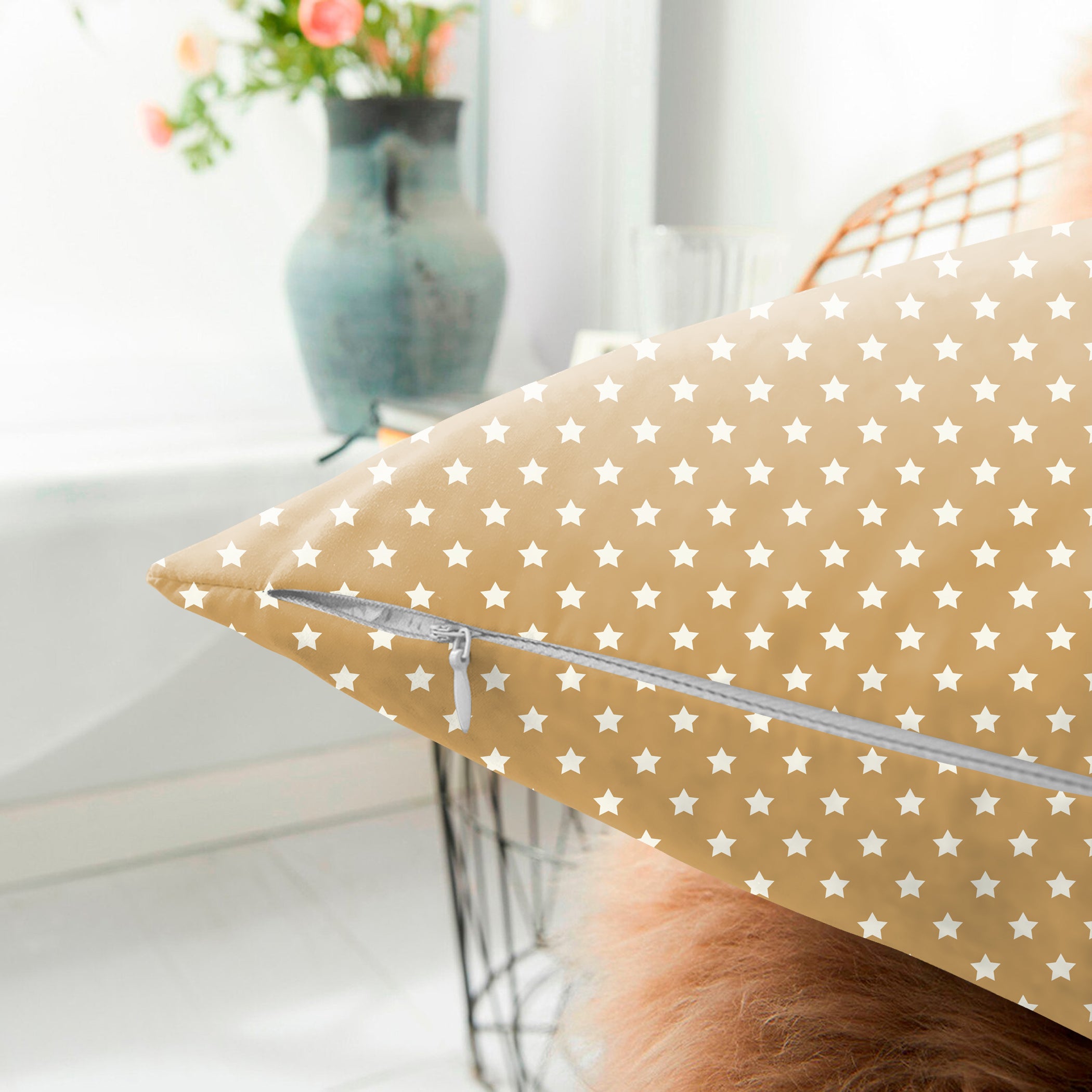 Spring Gallery Sand Brown Digital Printed Cushion Cover (Pack of 2)