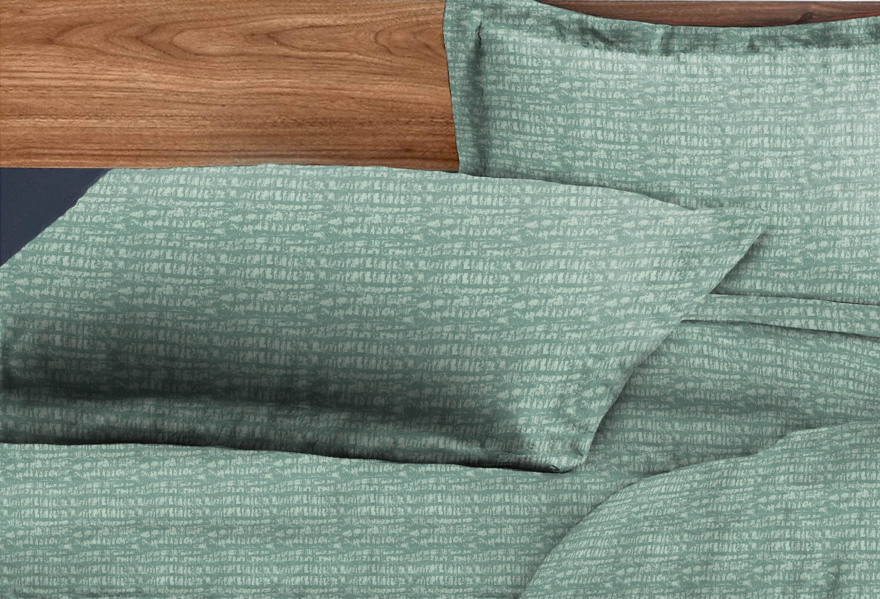 Valencia Sea Green Bedcover for Double Bed with 2 Pillow Covers King Size (104" X 90")
