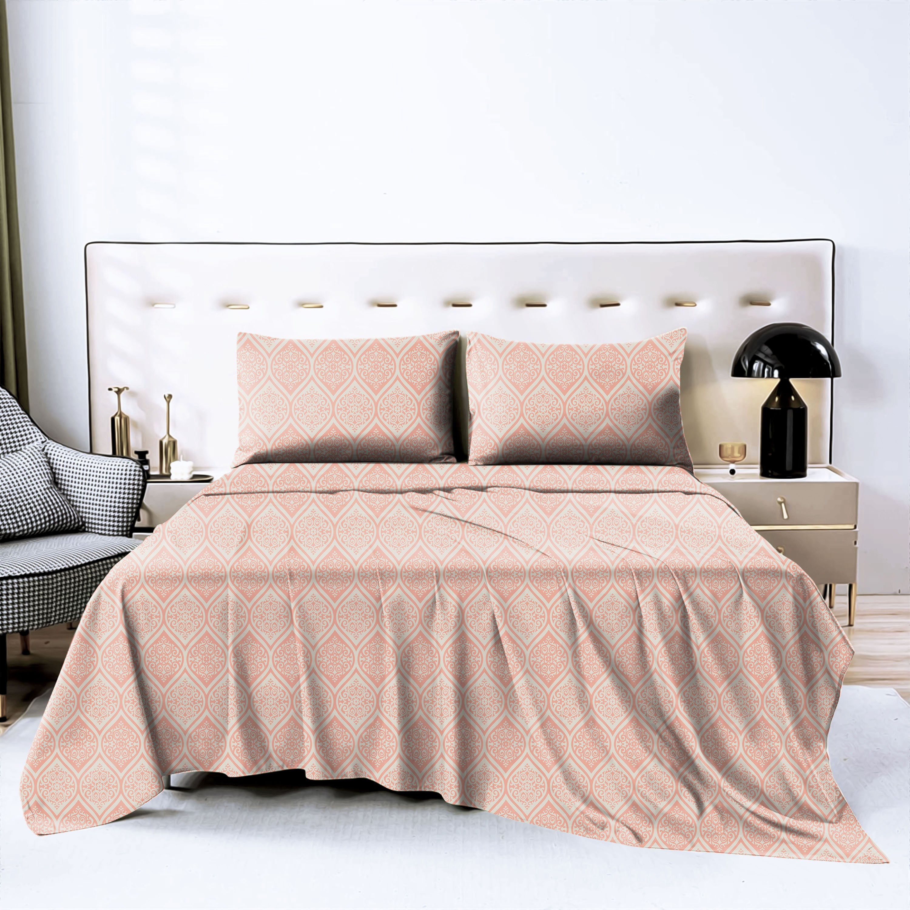 Manhattan Sea Pink Bedcover for Double Bed with 2 Pillow Covers King Size (104" X 90")