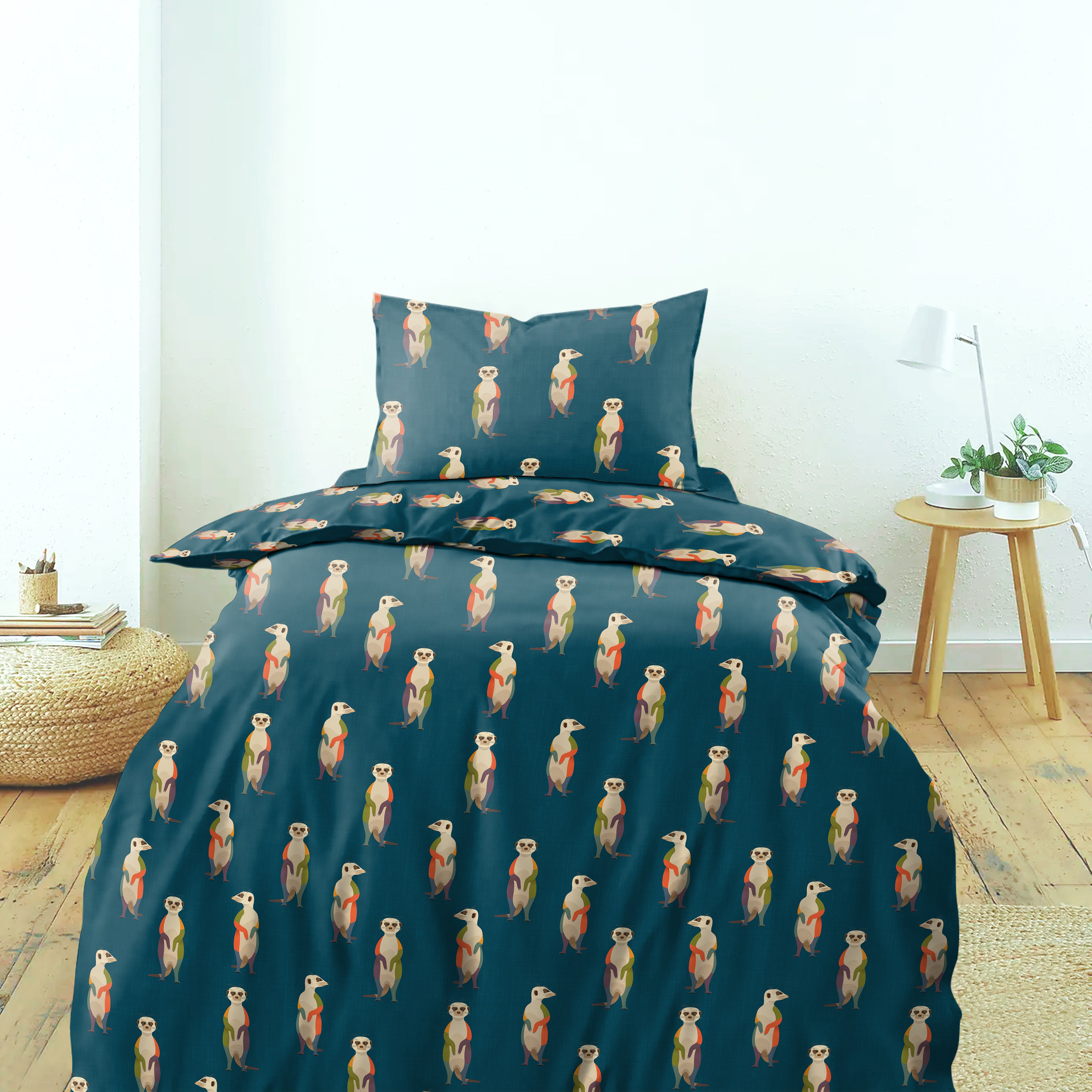 CASABLEU KIDS SELTOS SHERPA BLUE BEDCOVER FOR BED WITH PILLOW COVERS SIZE (60" X 90")