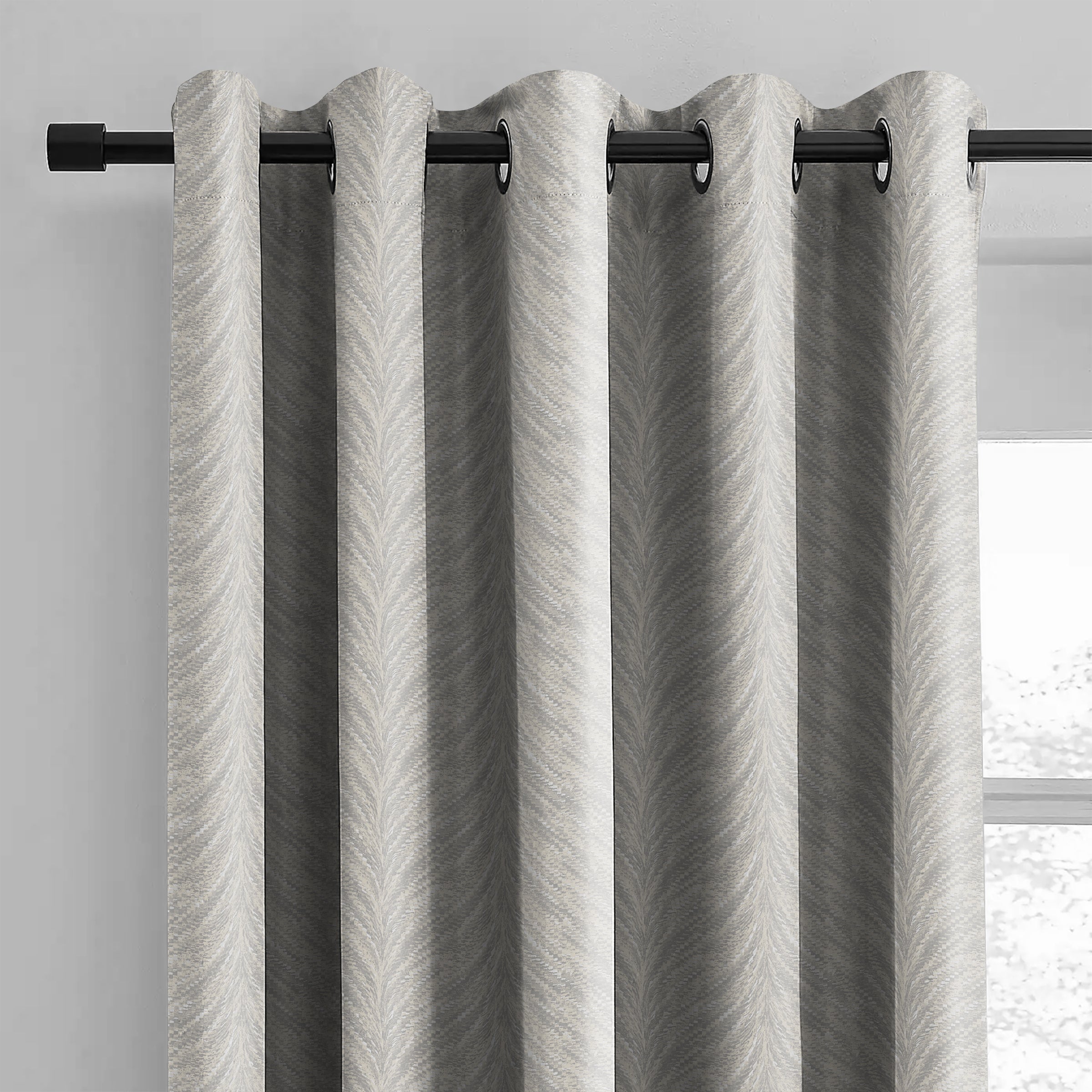 Luxor Silver Printed Blackout Curtains