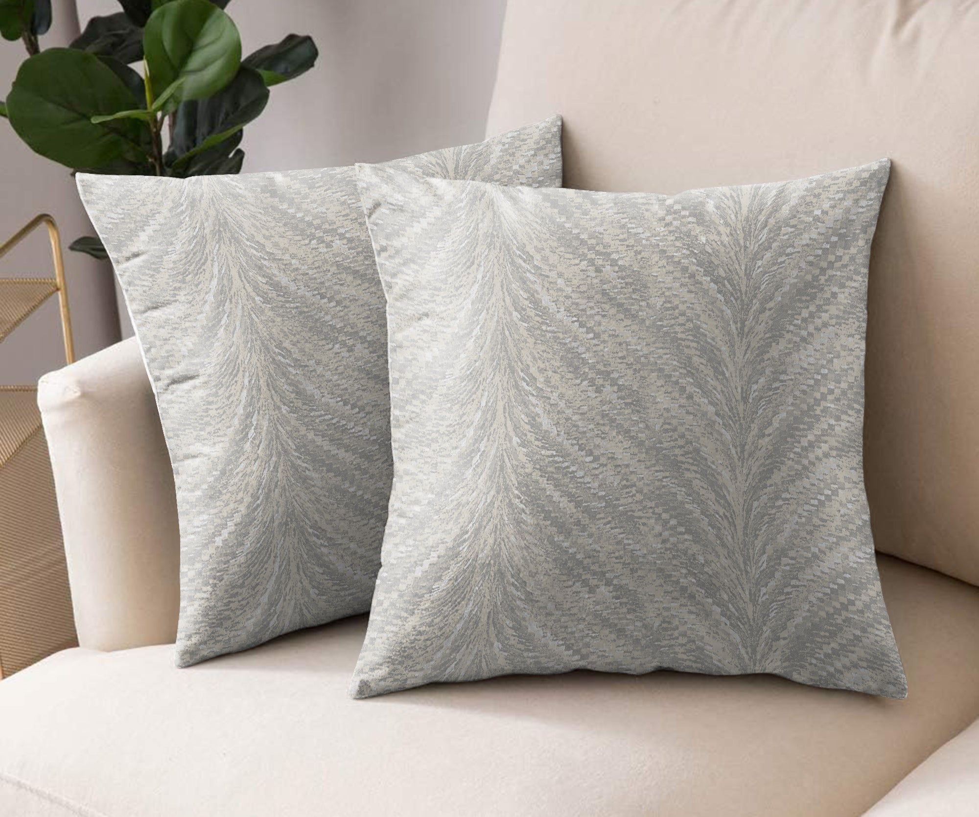 LUXOR SILVER DIGITAL PRINTED CUSHION COVER (Pack of 2)