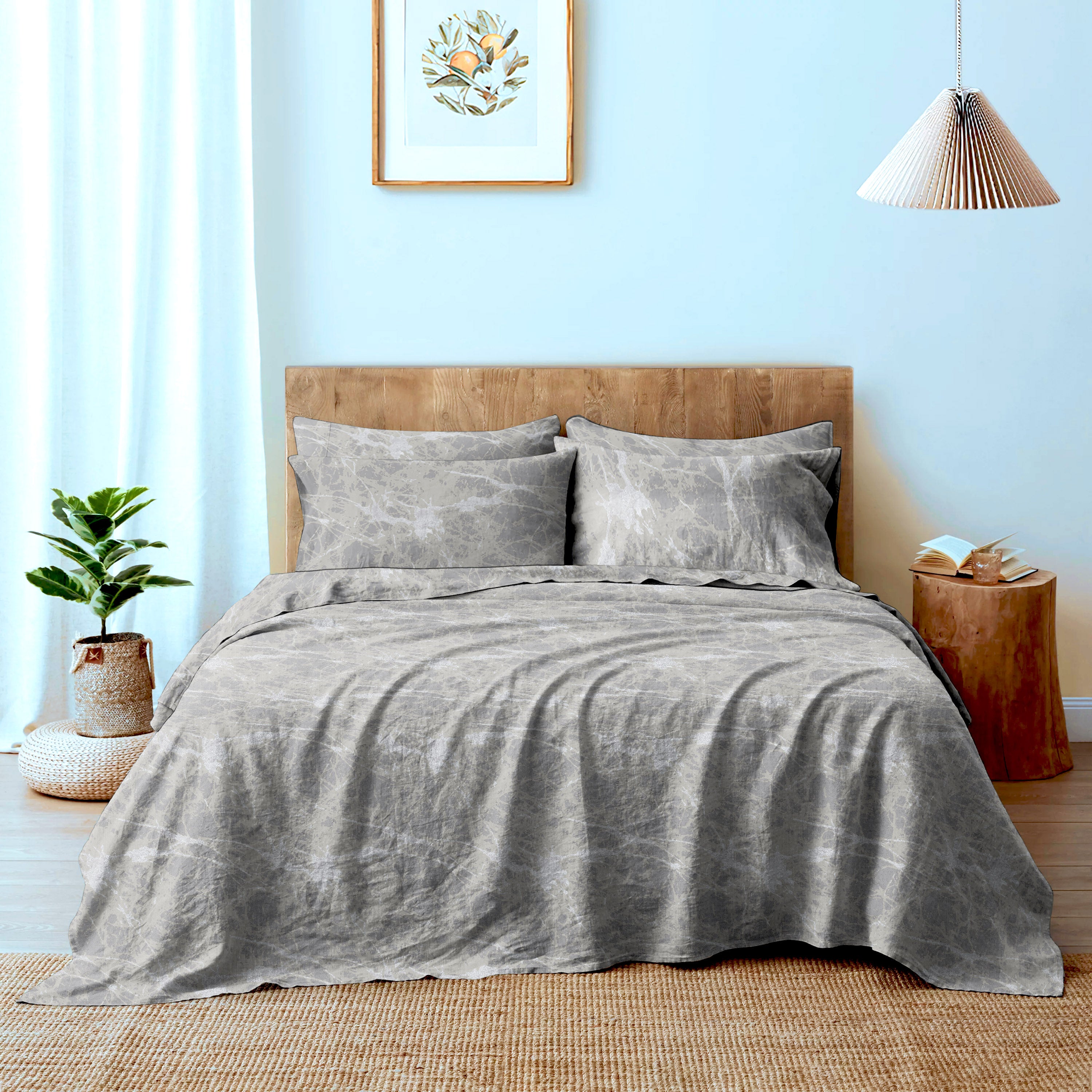 LAVA SILVER BEDSHEET FOR DOUBLE BED WITH 2 PILLOWCOVERS KING SIZE (104" X 90")
