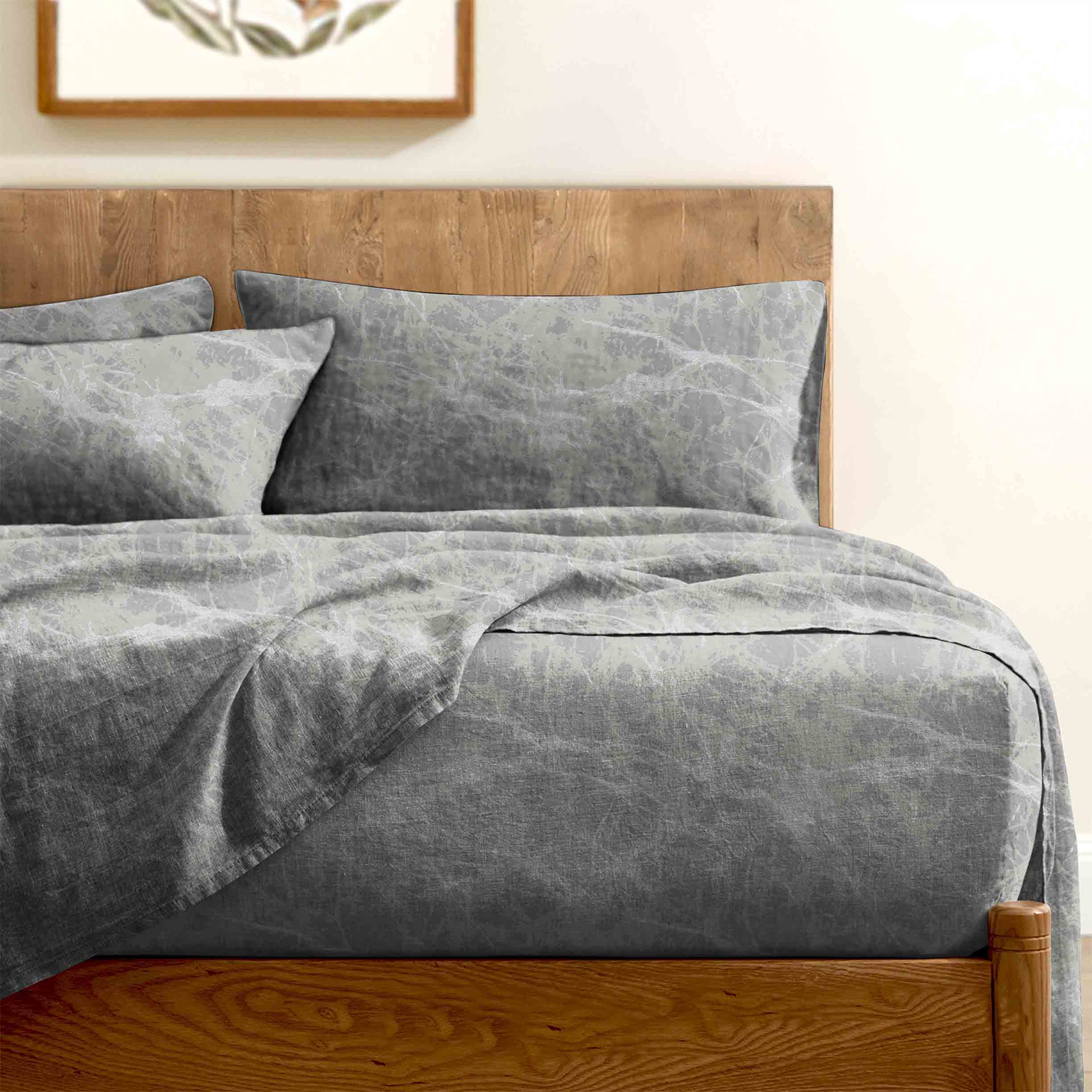 LAVA SILVER BEDSHEET FOR DOUBLE BED WITH 2 PILLOWCOVERS KING SIZE (104" X 90")