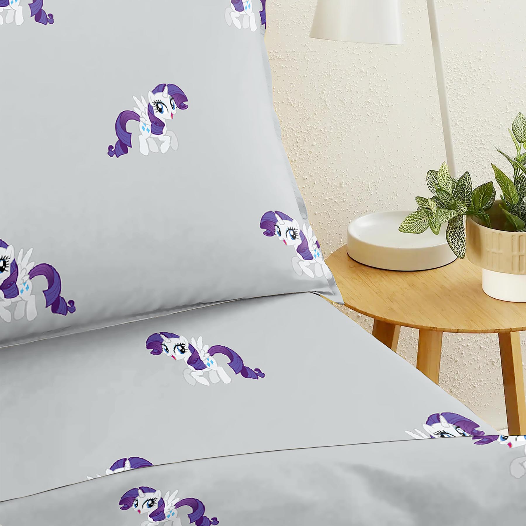 Bedcover Unicorn Rainbow Silver for Single Bed with Pillow Covers King Size (60" X 90")