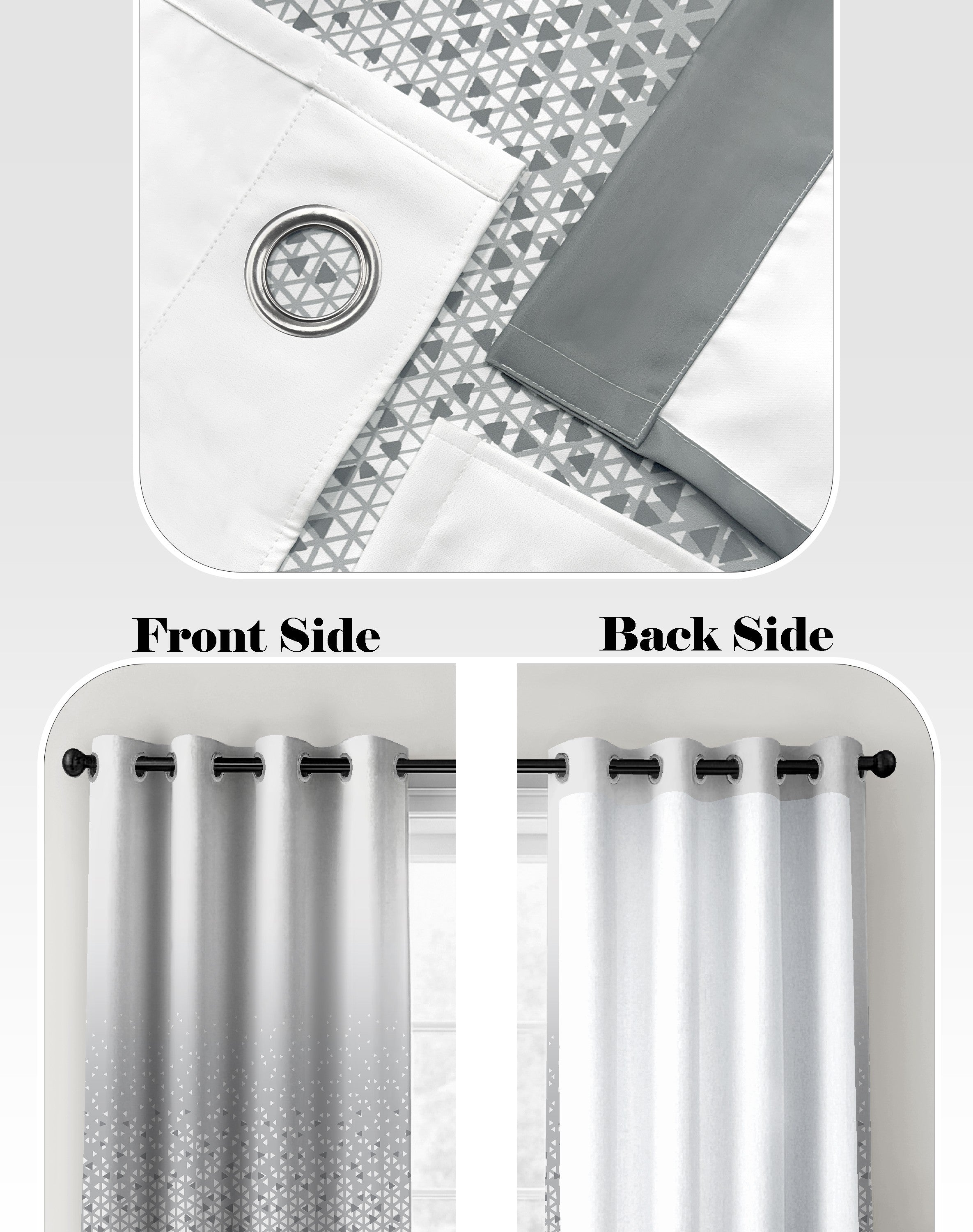 NEXUS SILVER GREY PRINTED ROOM DARKENING CURTAIN