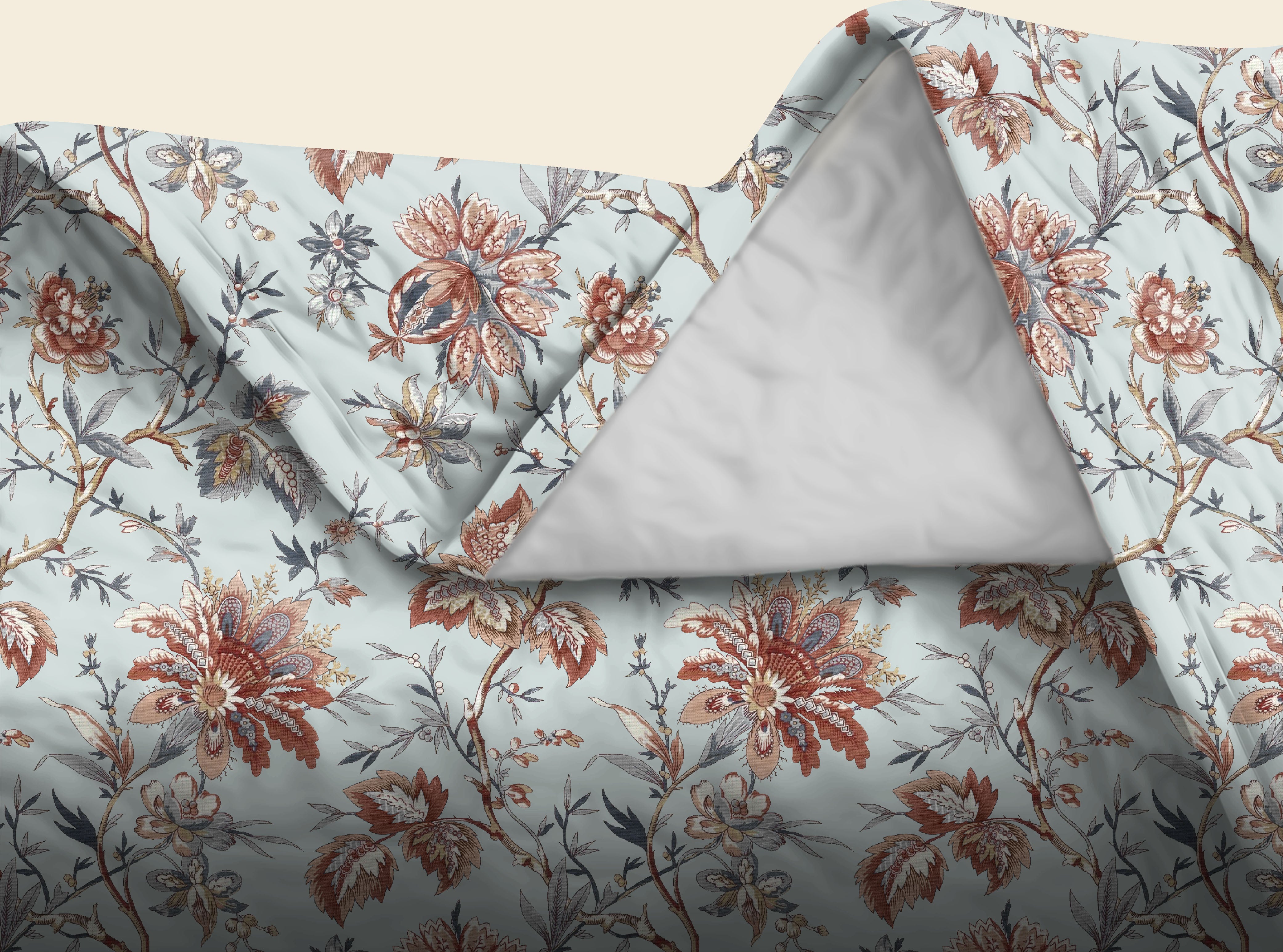 Andaman Sky Blue Bedsheet for Double Bed with 2 PillowCovers King Size (104" X 90")