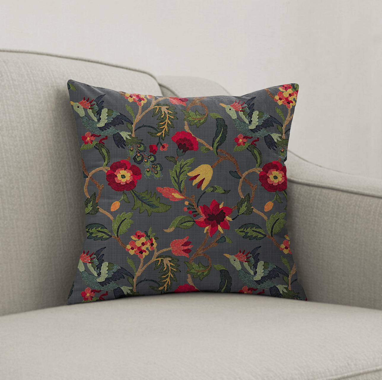 CABAL SPACE GREY DIGITAL PRINTED CUSHION COVER (Pack of 2)