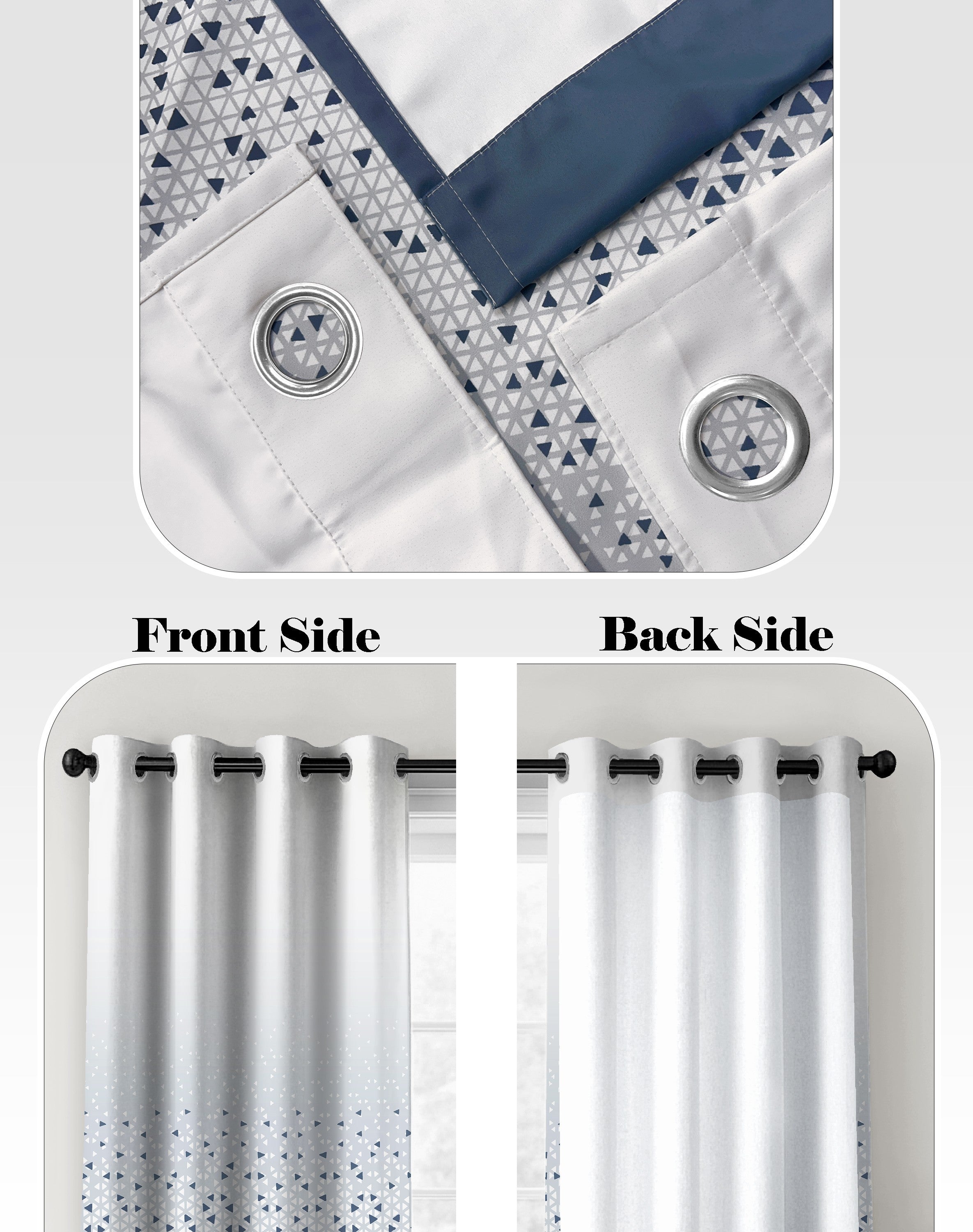 NEXUS STEEL BLUE PRINTED ROOM DARKENING CURTAIN
