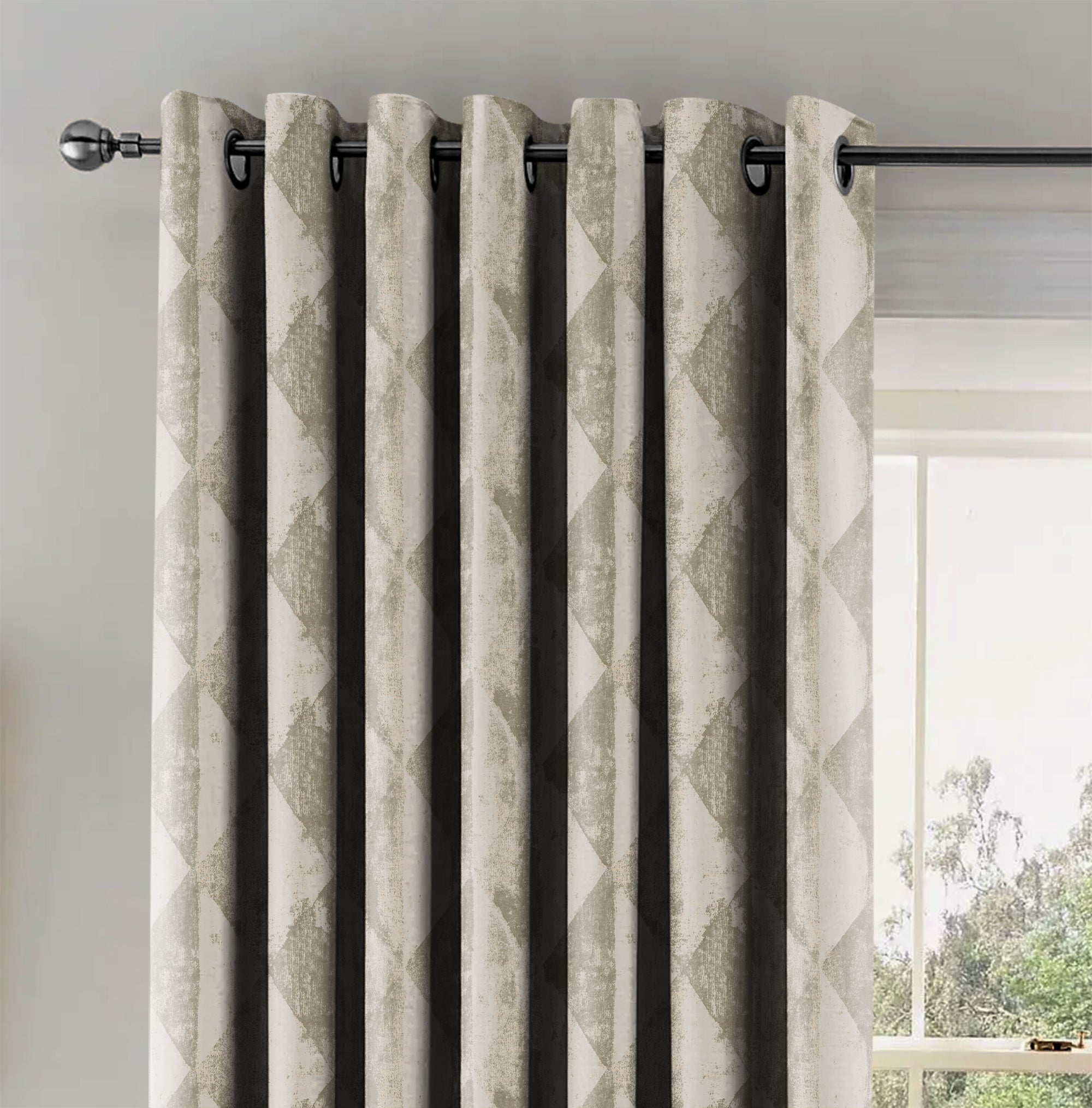 Mystique Stone Printed Blackout Curtains