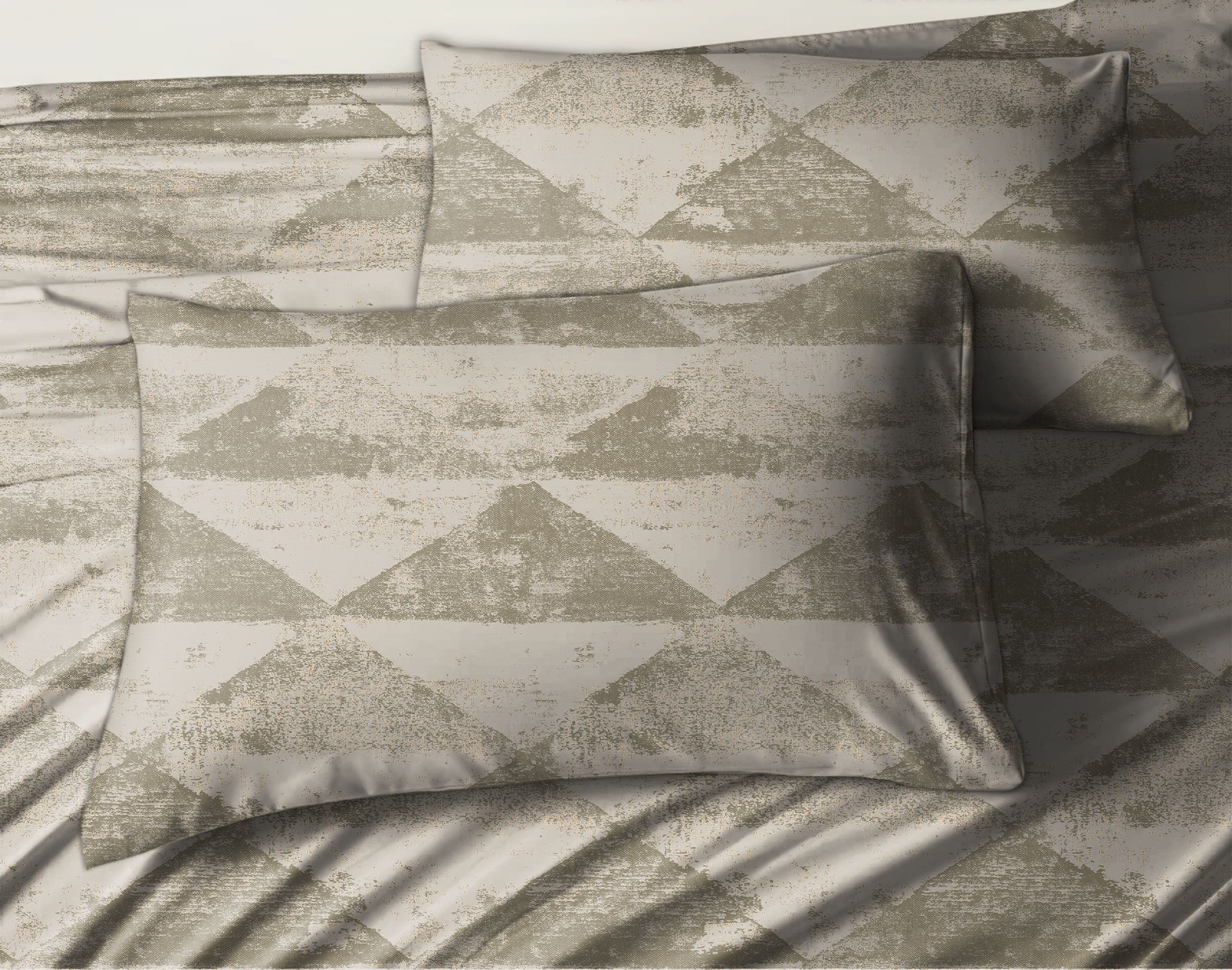 Mystique Stone Bedsheet for Double Bed with 2 PillowCovers King Size (104" X 90")