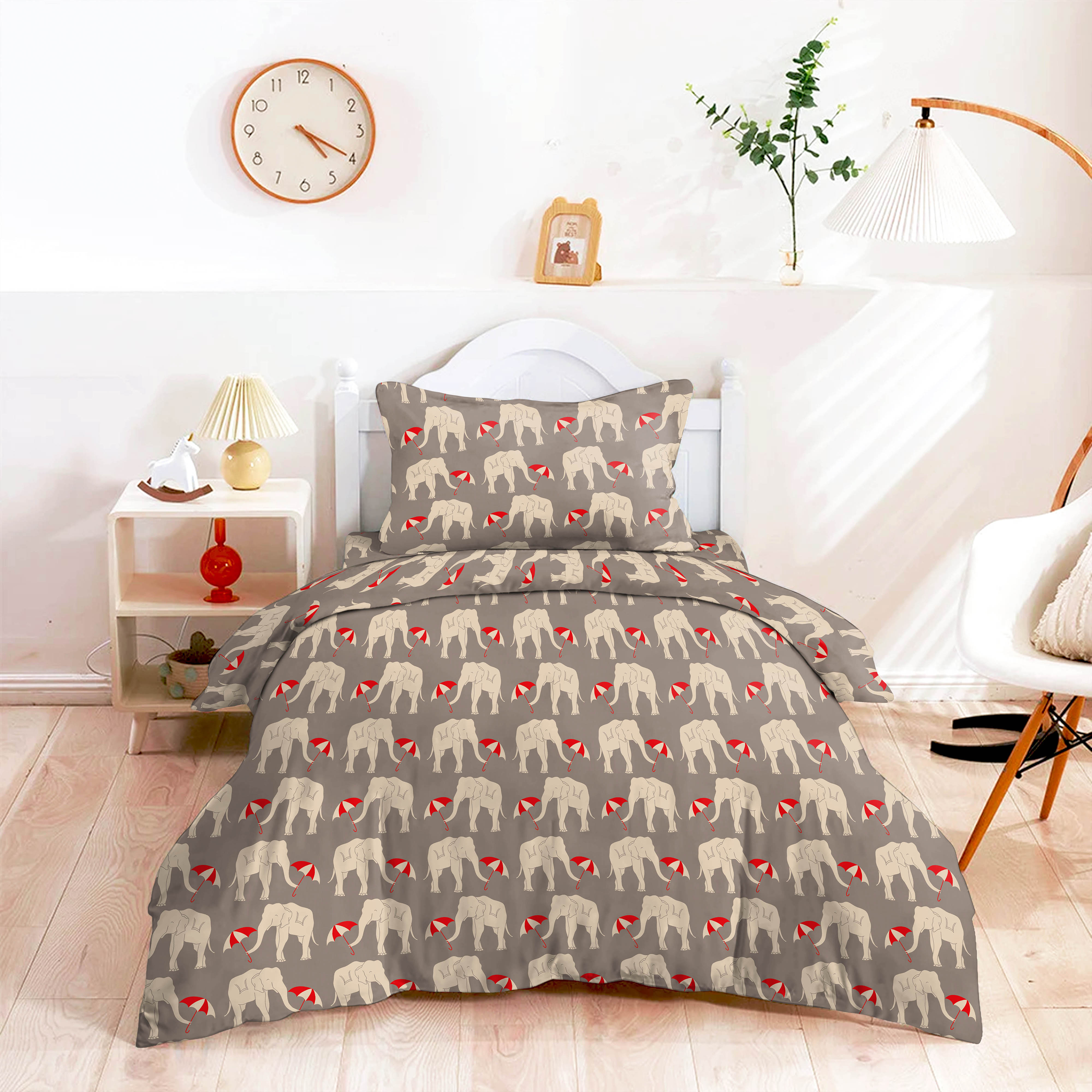 ELEPHANT STONE WALL BEDCOVER FOR SINGLE BED WITH PILLOW COVERS KING SIZE (60" X 90")