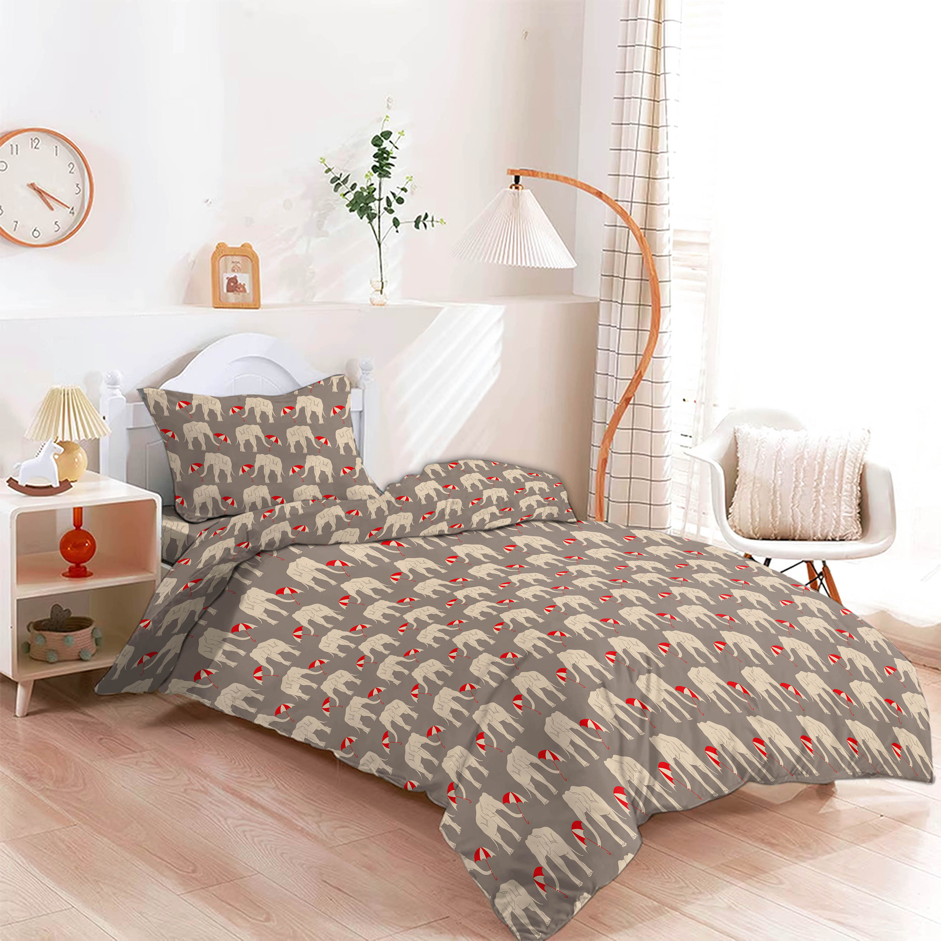 ELEPHANT STONE WALL BEDCOVER FOR SINGLE BED WITH PILLOW COVERS KING SIZE (60" X 90")