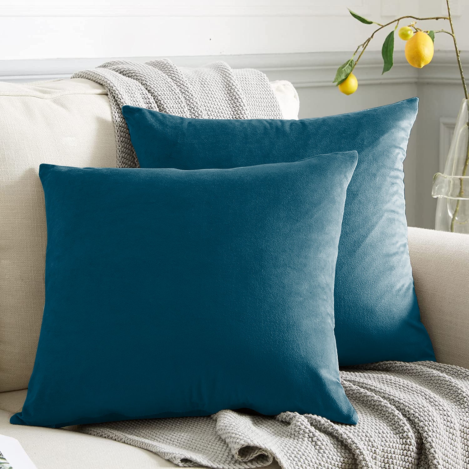 RAINBOW VELVET TEAL-46 CUSHION COVER (Pack of 2)